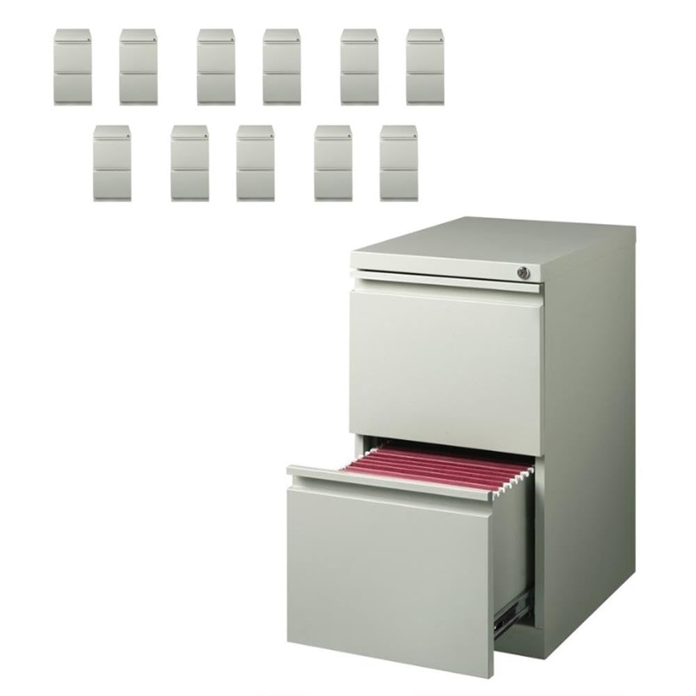 Hirsh (Set of 12) 20" Deep 2 Drawer Metal Mobile File Cabinet in Light Gray