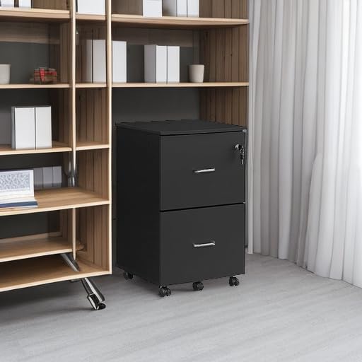 VASAGLE 2-Drawer Rolling File Cabinet, Snow White