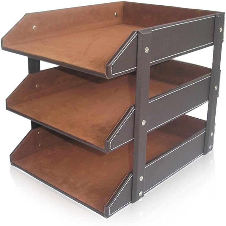 Office Supplies 3 Layers File Tray Leather Desk A4 Document