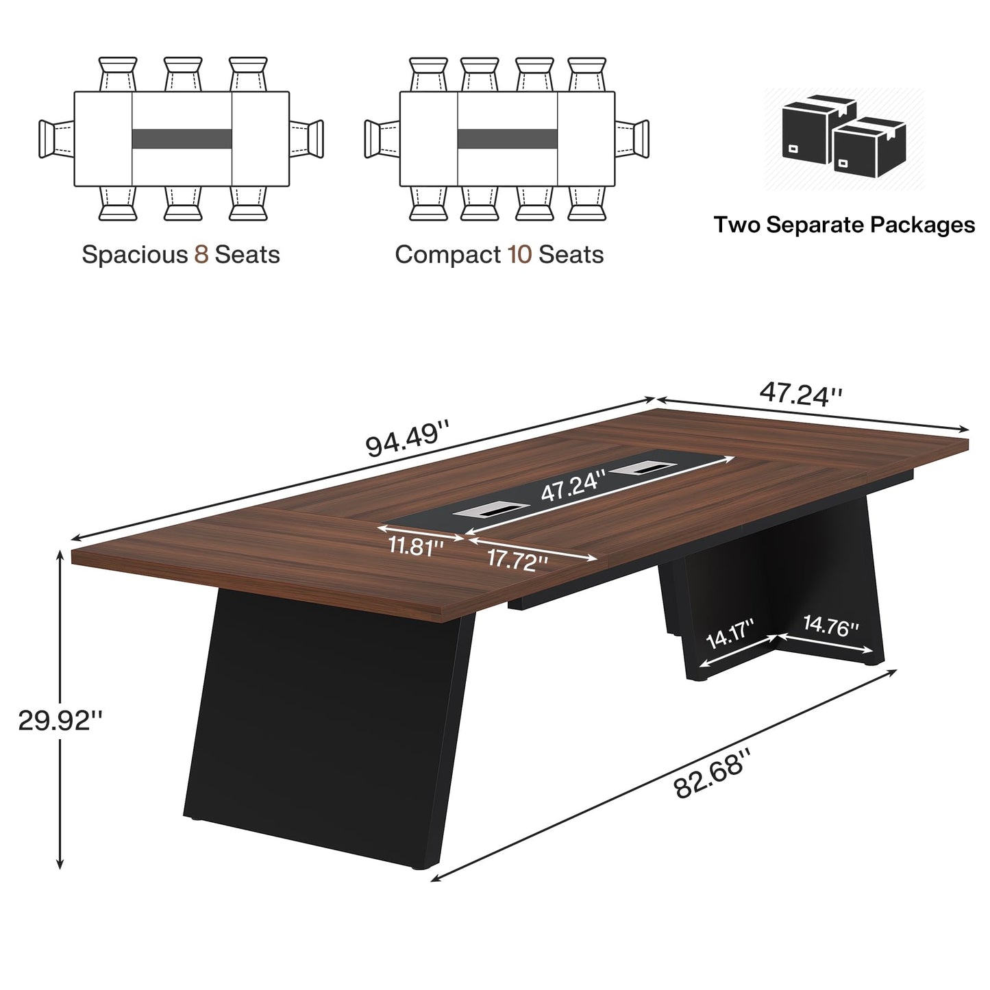 Tribesigns 8ft Conference Table, Modern Office Meeting Room Table