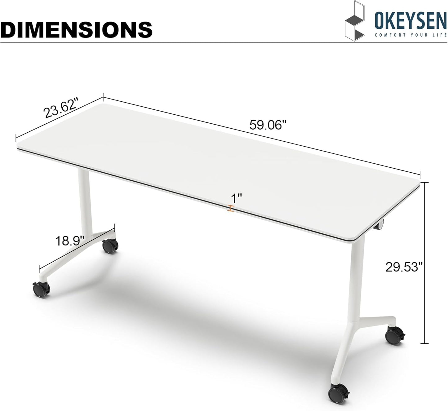 Okeysen Conference Room Table 1 Pack, Modern Folding Training Tables