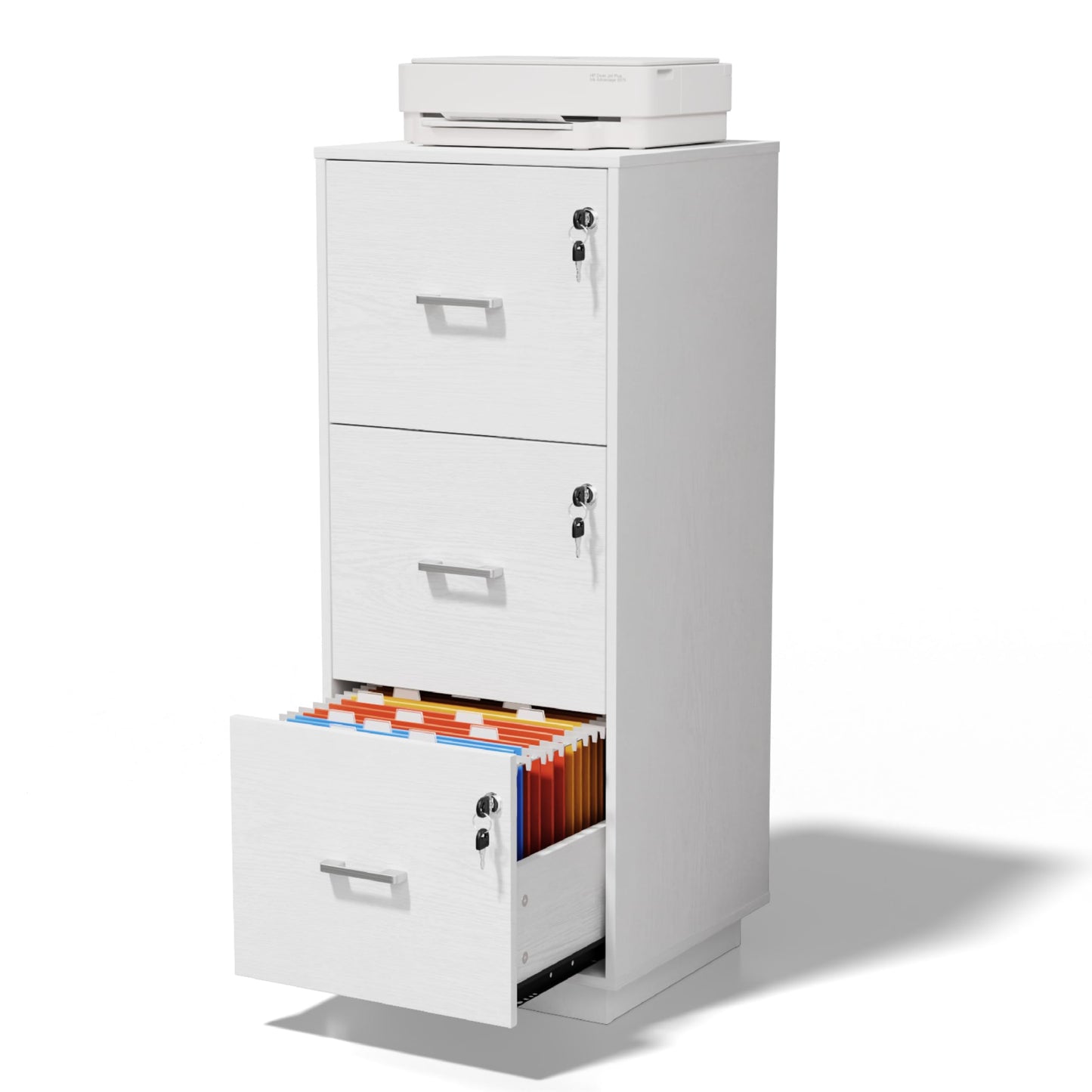 VINGLI 2 Drawer File Cabinet with Lock, Wood Rustic Gray Filing Cabinet
