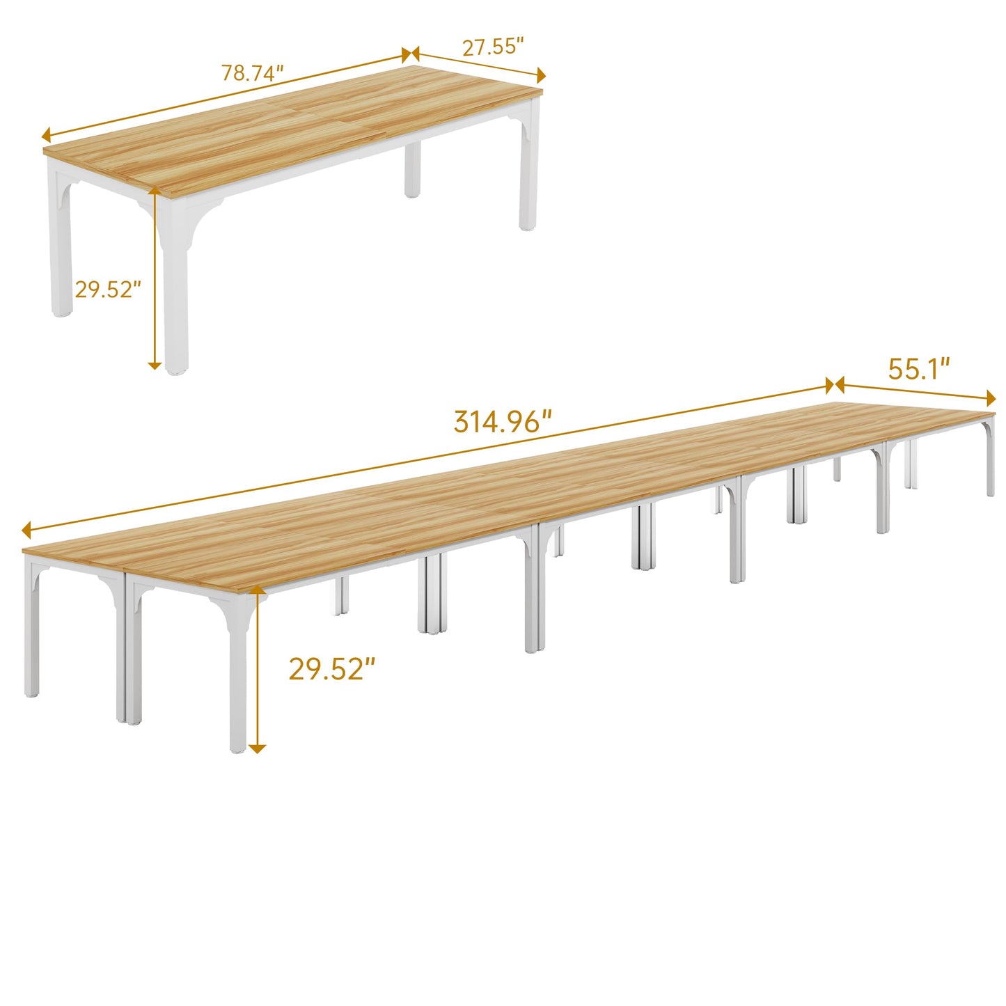 13FT Conference Table, Super Sturdy Large Rectangle Meeting Seminar Table