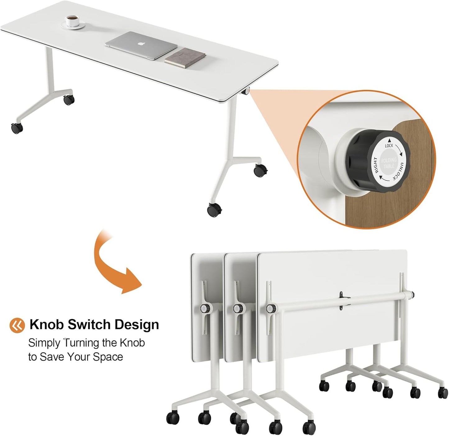 Okeysen Conference Room Table 1 Pack, Modern Folding Training Tables