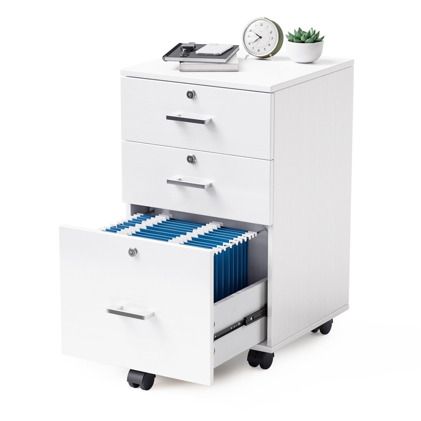 VINGLI 2 Drawer File Cabinet with Lock, Wood Rustic Gray Filing Cabinet