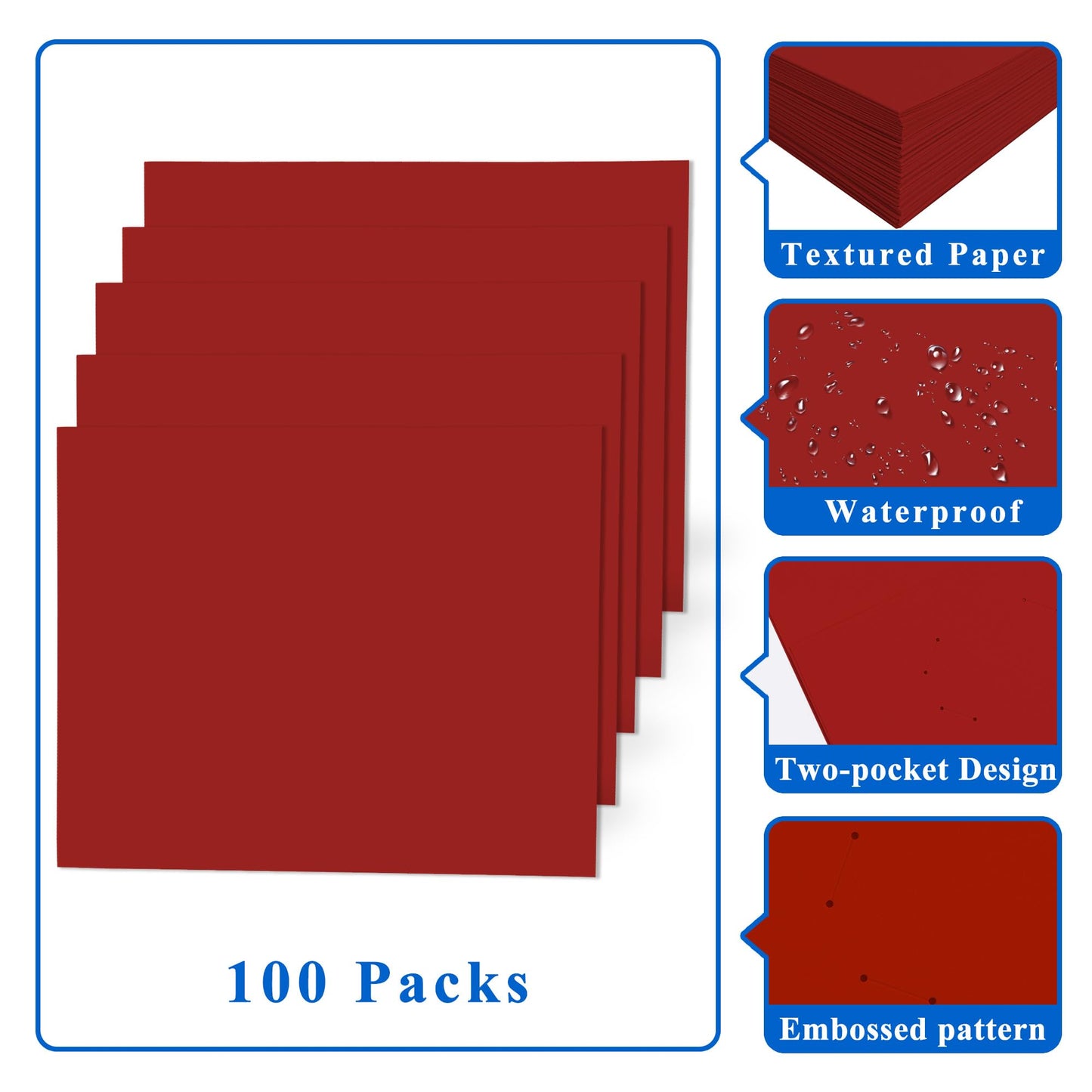 Zzrywuty 50 Packs Two Pocket File Folders with Business Card Slot