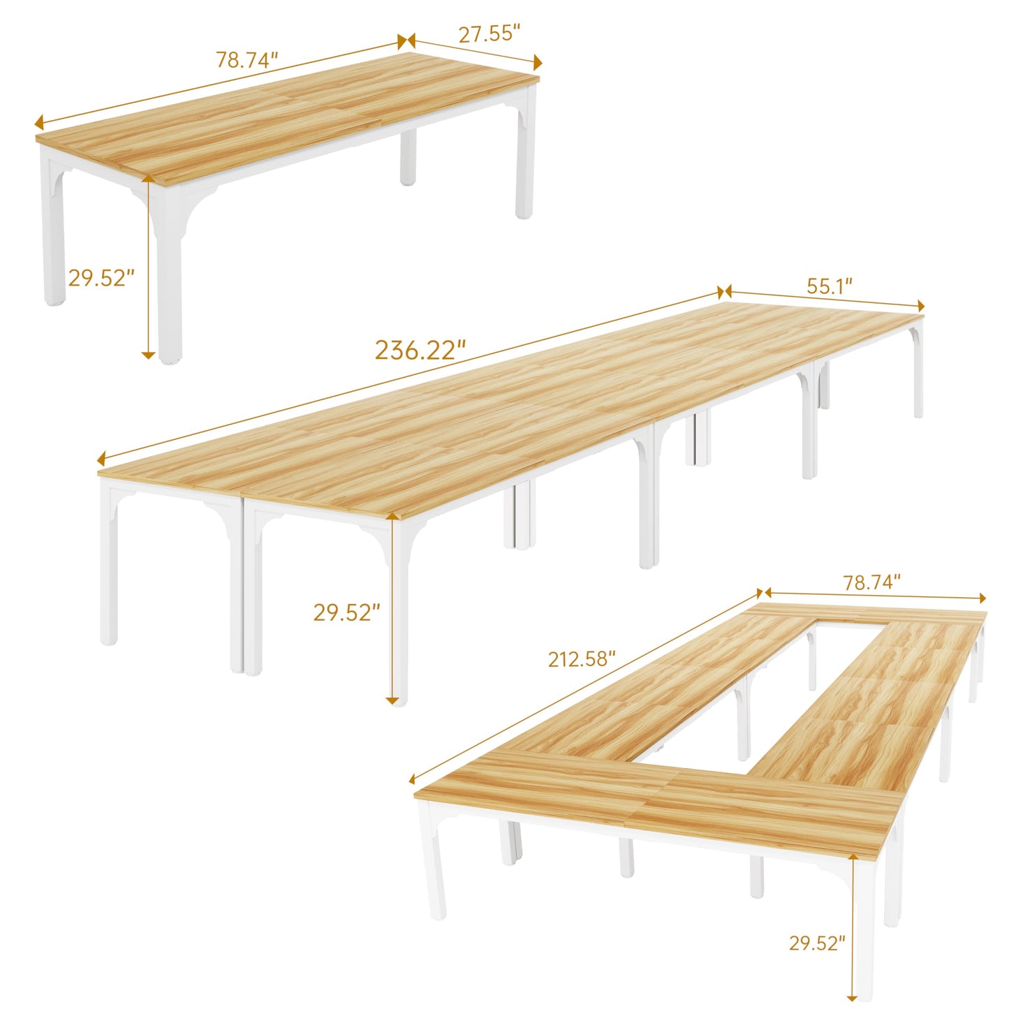 13FT Conference Table, Super Sturdy Large Rectangle Meeting Seminar Table