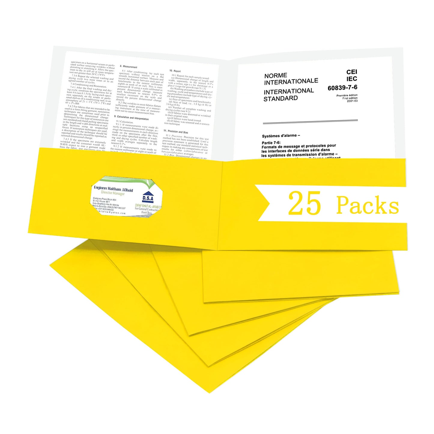 Zzrywuty 50 Packs Two Pocket File Folders with Business Card Slot