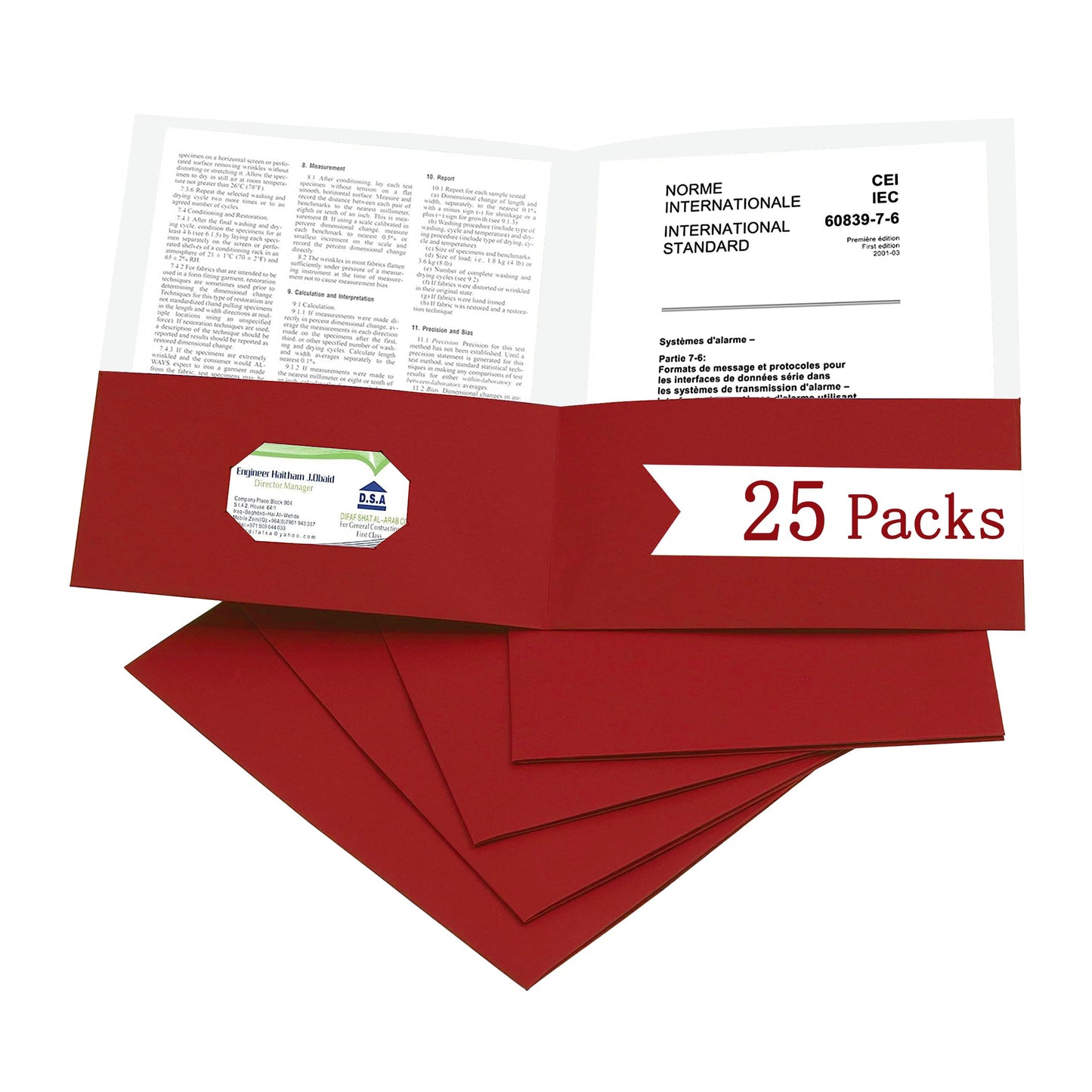 Zzrywuty 50 Packs Two Pocket File Folders with Business Card Slot