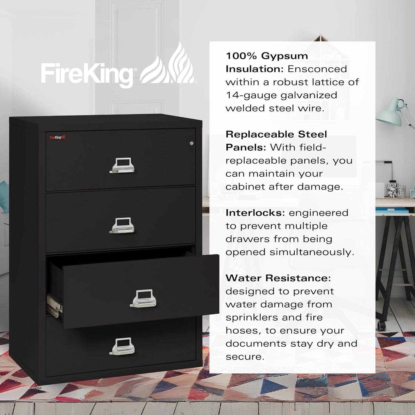Fireking Fireproof Lateral File Cabinet (4 Drawers