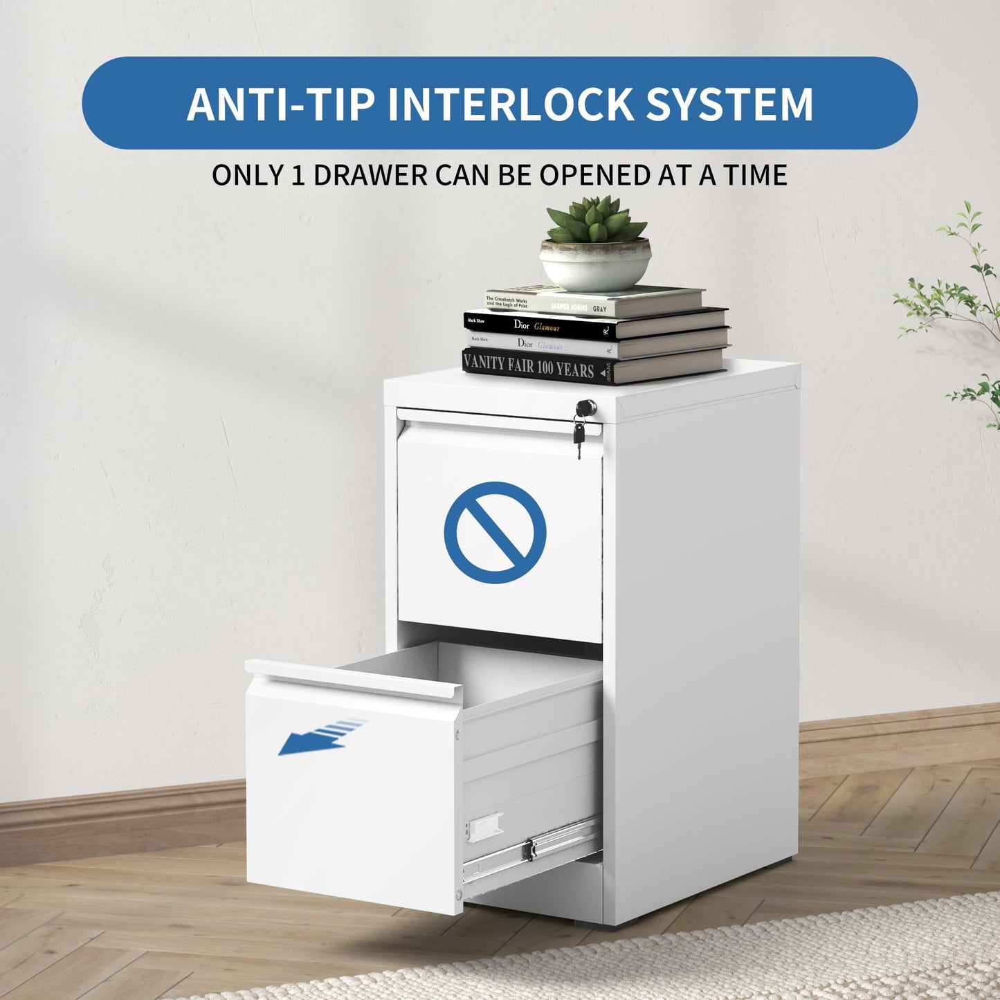 4-Drawer Metal Locking File Cabinet, Black, Vertical