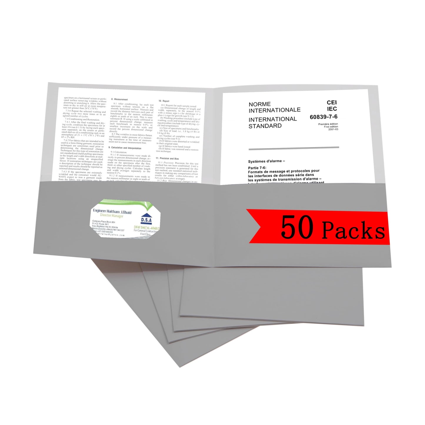 Zzrywuty 50 Packs Two Pocket File Folders with Business Card Slot