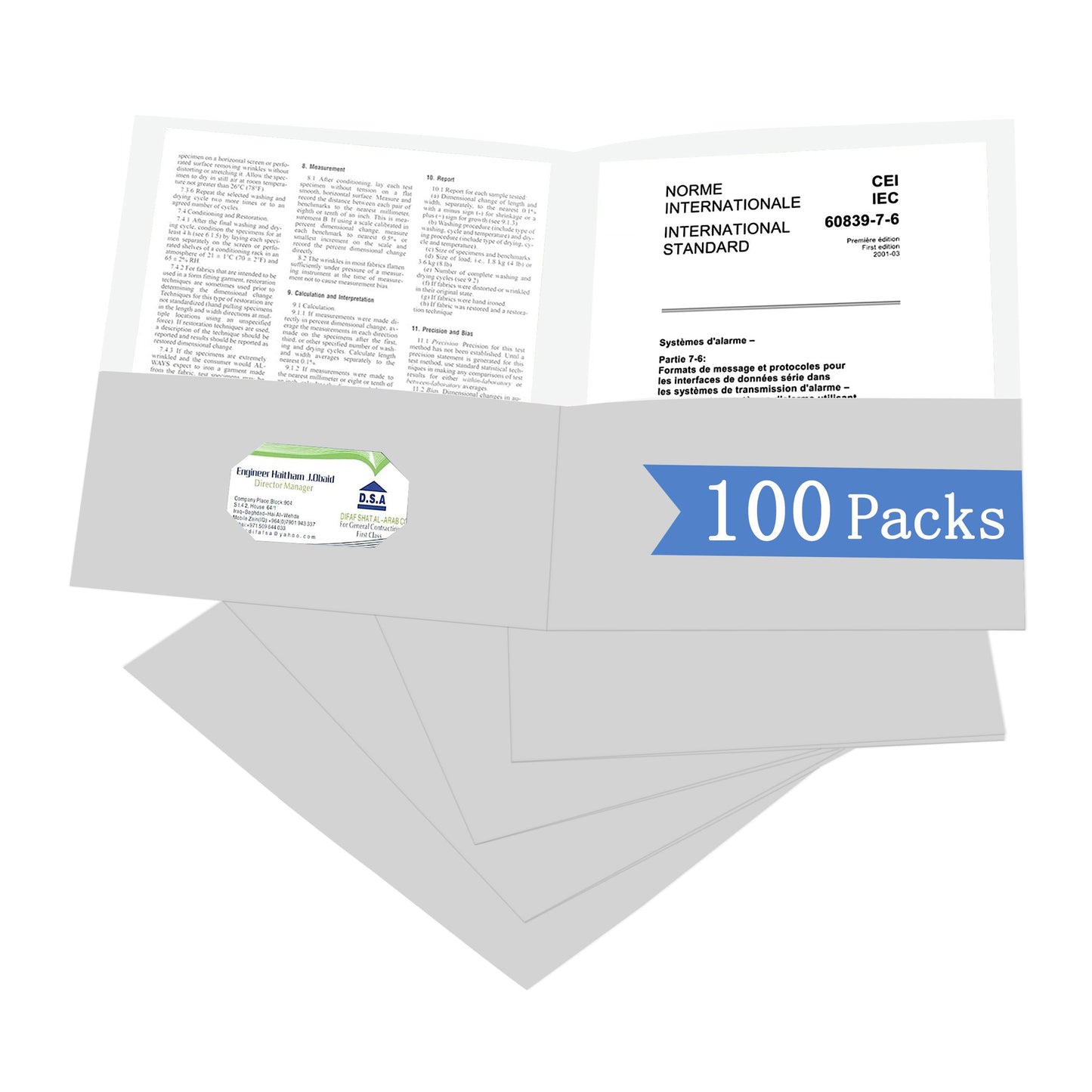 Zzrywuty 50 Packs Two Pocket File Folders with Business Card Slot