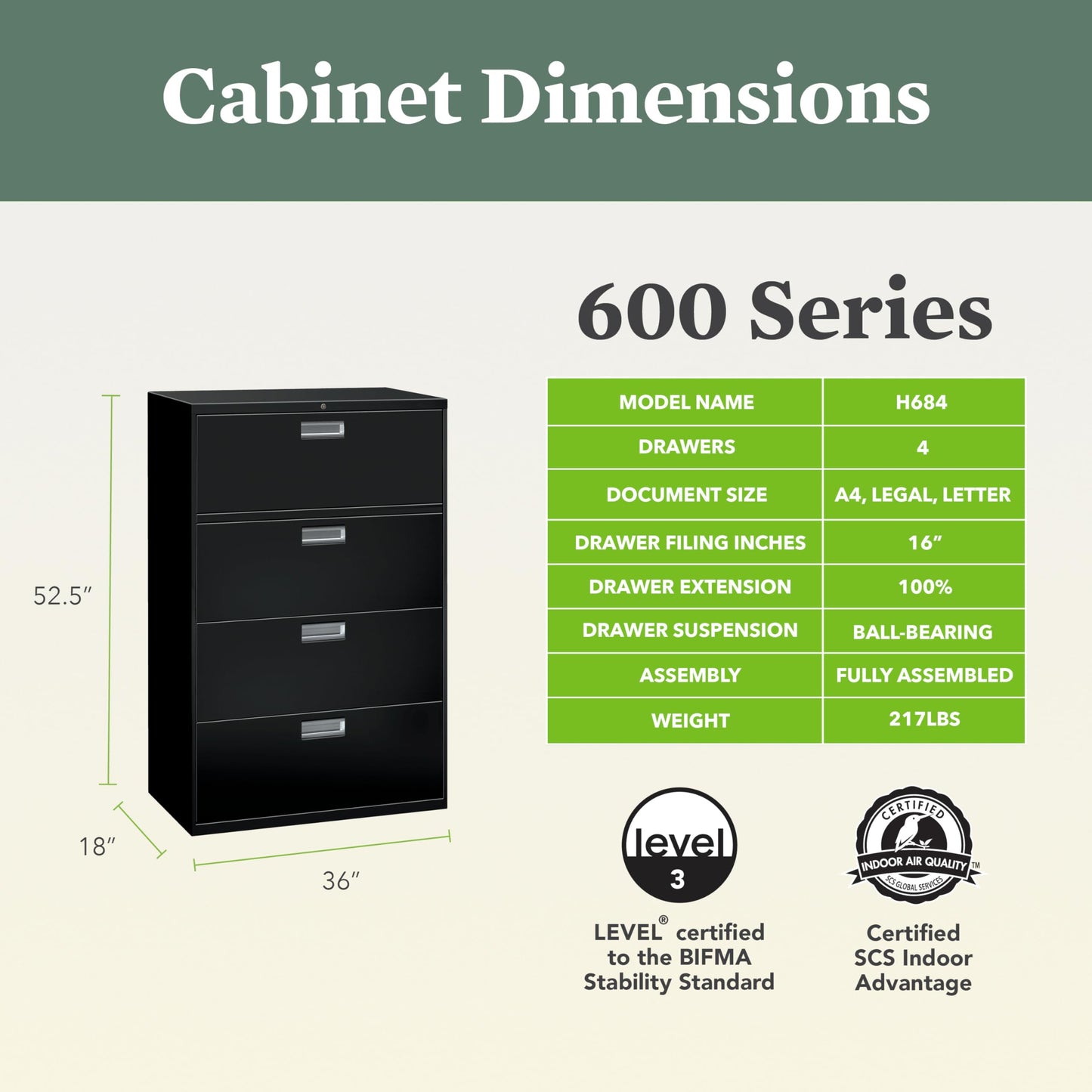 HON 2 Drawer Lateral File Cabinet with Lock, Metal Filing Cabinets