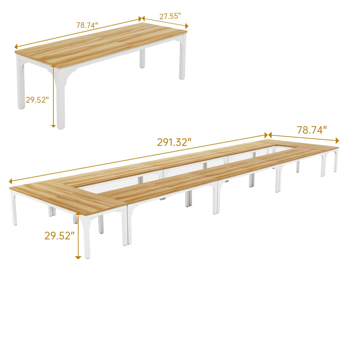 13FT Conference Table, Super Sturdy Large Rectangle Meeting Seminar Table