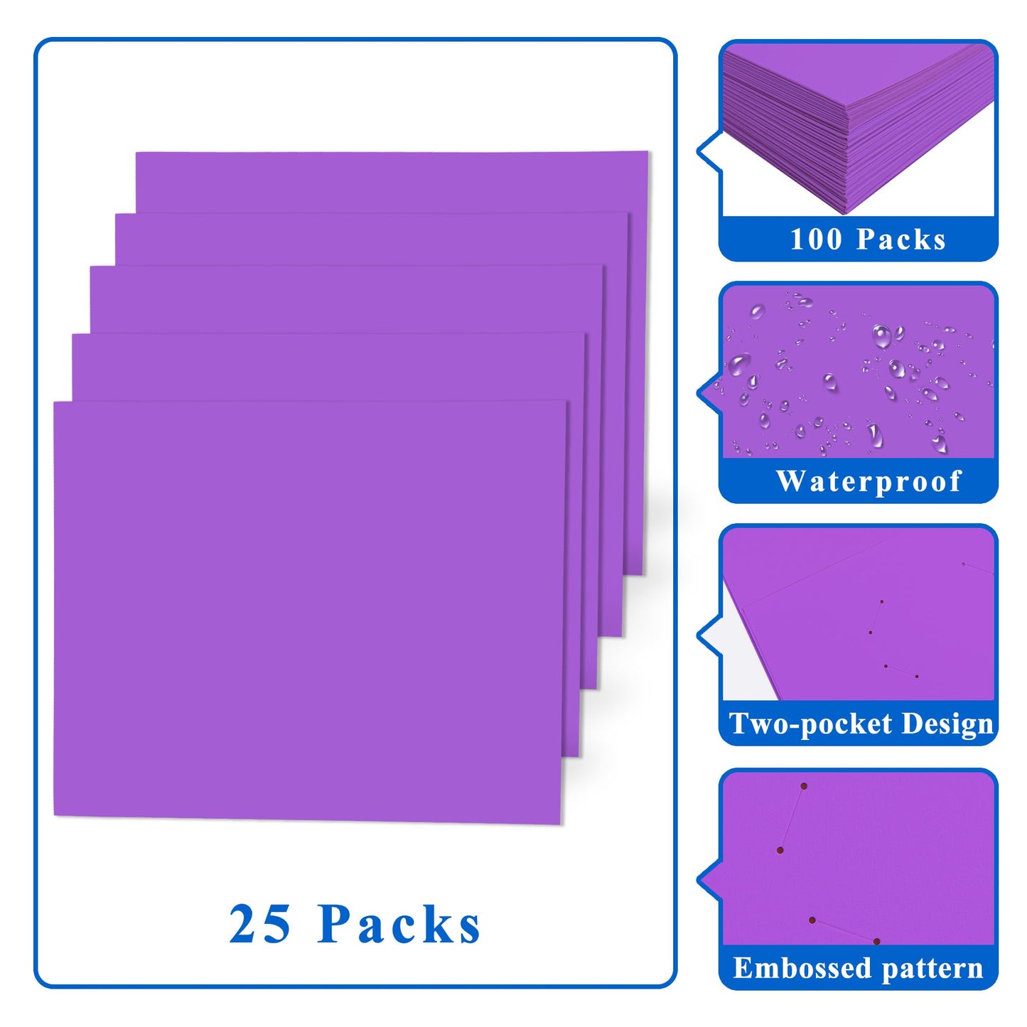 Zzrywuty 50 Packs Two Pocket File Folders with Business Card Slot