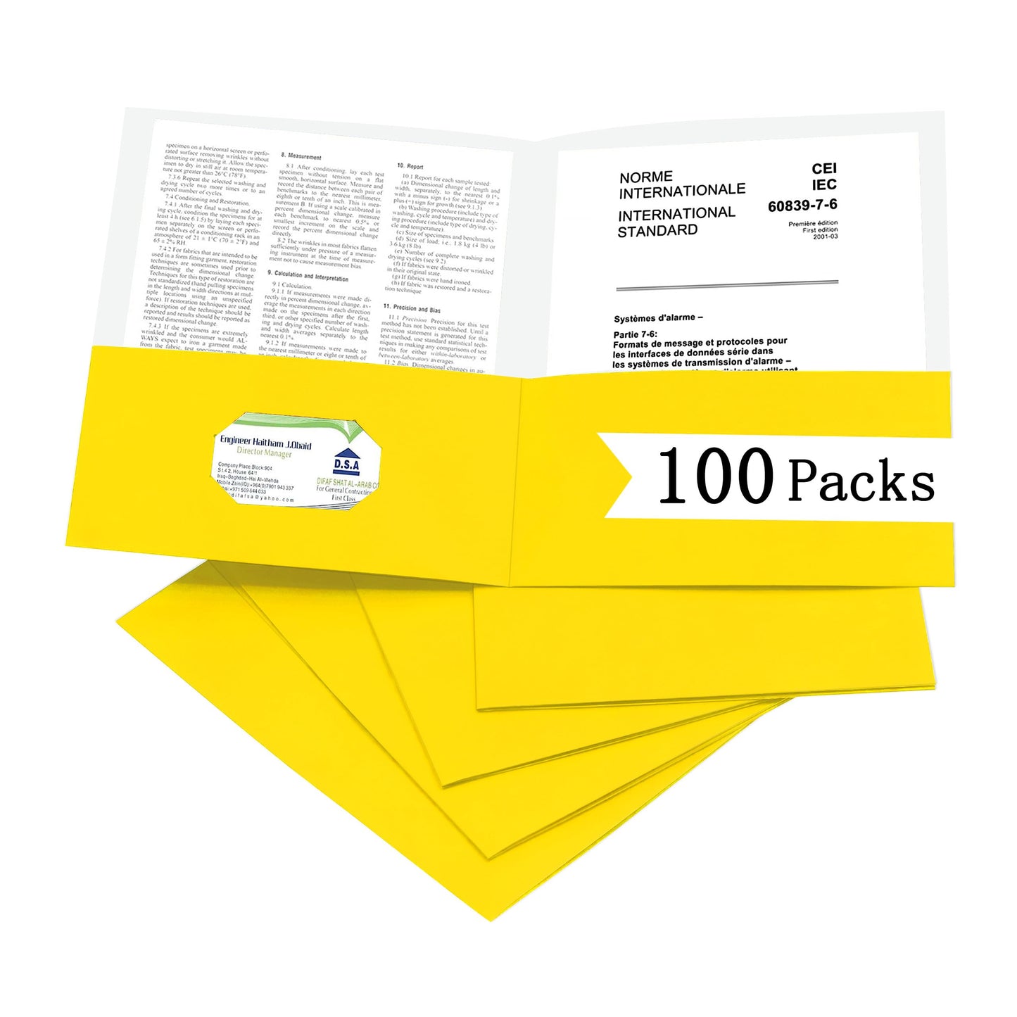 Zzrywuty 50 Packs Two Pocket File Folders with Business Card Slot