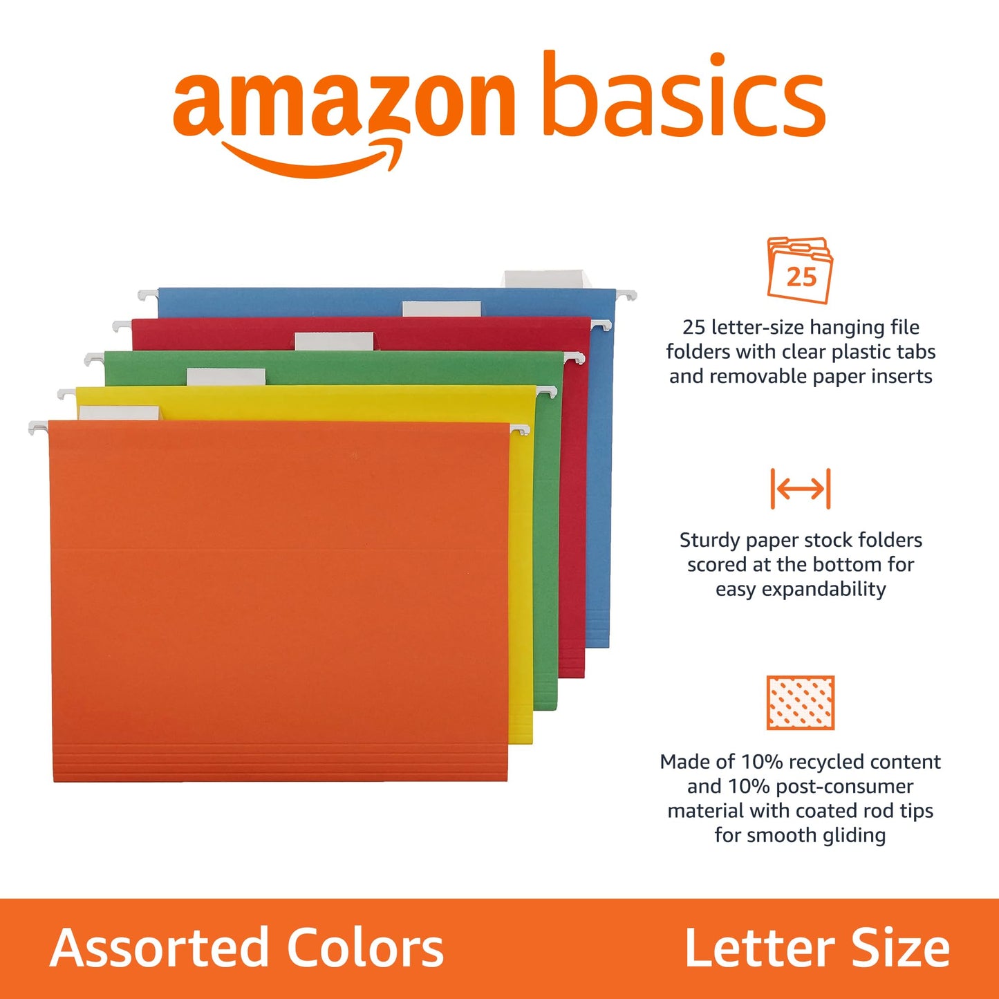 Amazon Basics Hanging File Folders, Letter, 25-Pack