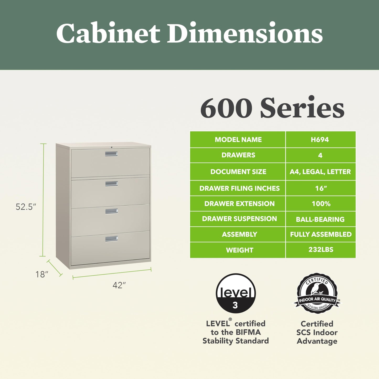 HON 2 Drawer Lateral File Cabinet with Lock, Metal Filing Cabinets
