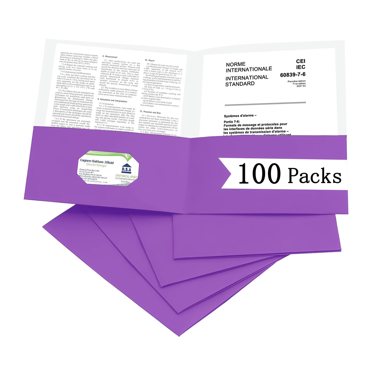 Zzrywuty 50 Packs Two Pocket File Folders with Business Card Slot