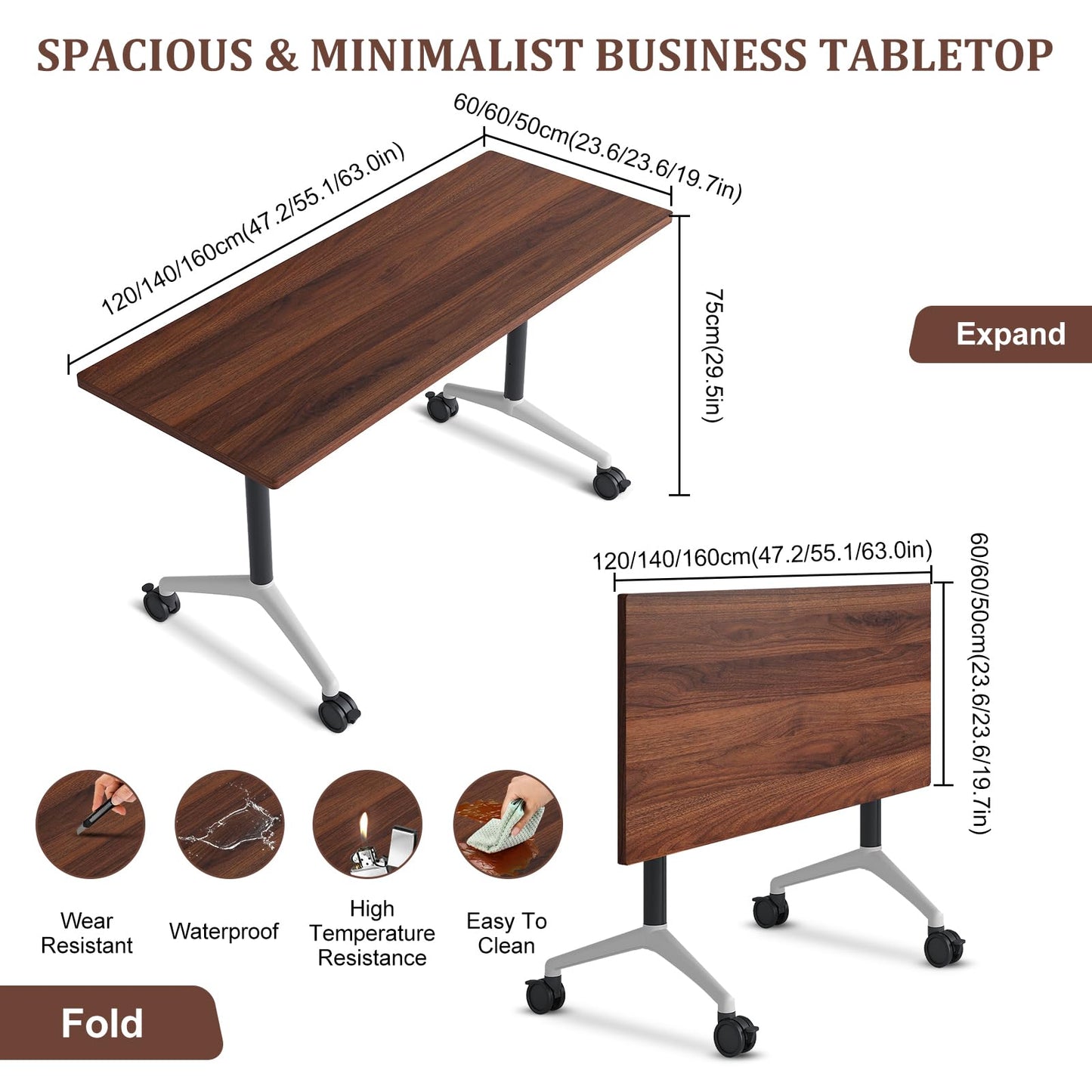 Folding Conference Table Modern Large Mobile Meeting