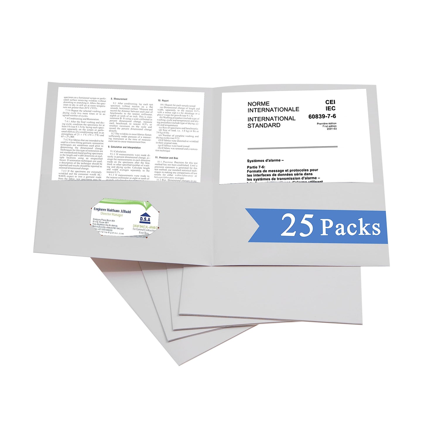 Zzrywuty 50 Packs Two Pocket File Folders with Business Card Slot