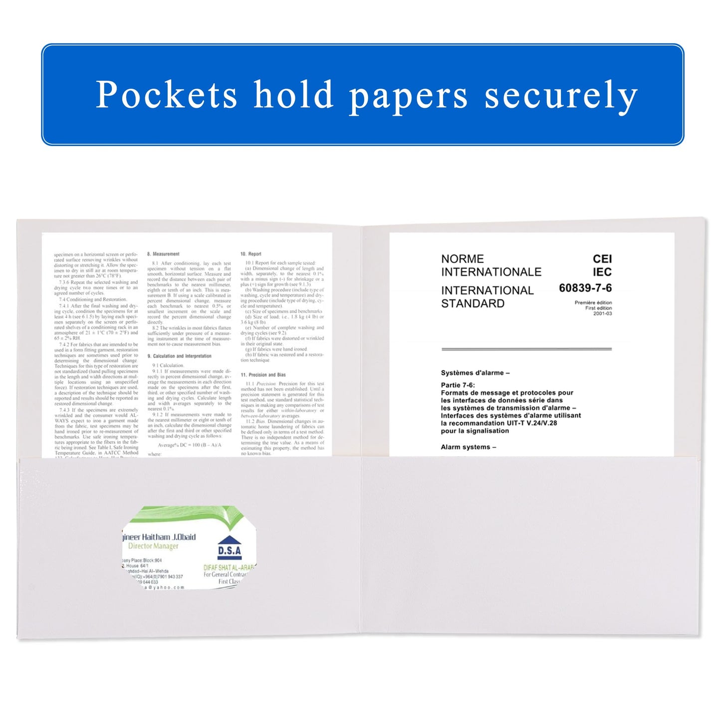 Zzrywuty 50 Packs Two Pocket File Folders with Business Card Slot