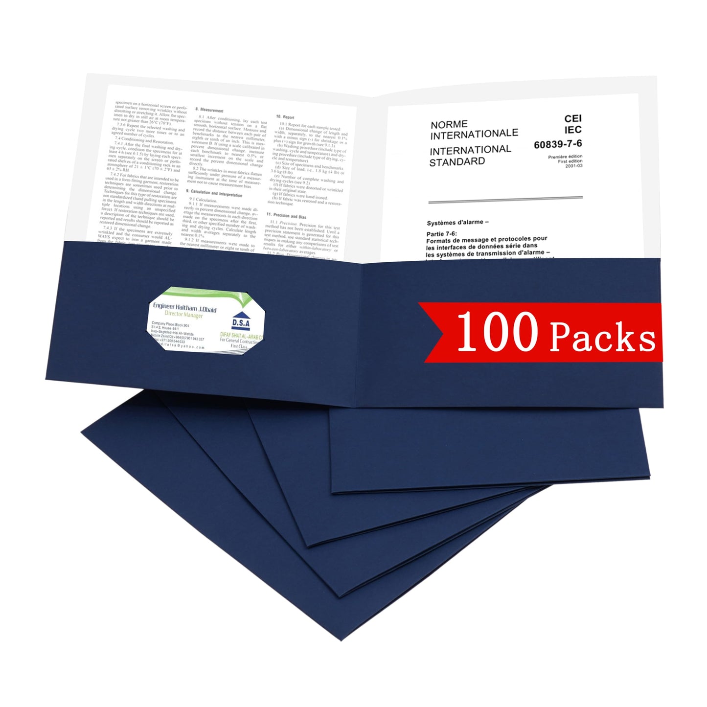 Zzrywuty 50 Packs Two Pocket File Folders with Business Card Slot