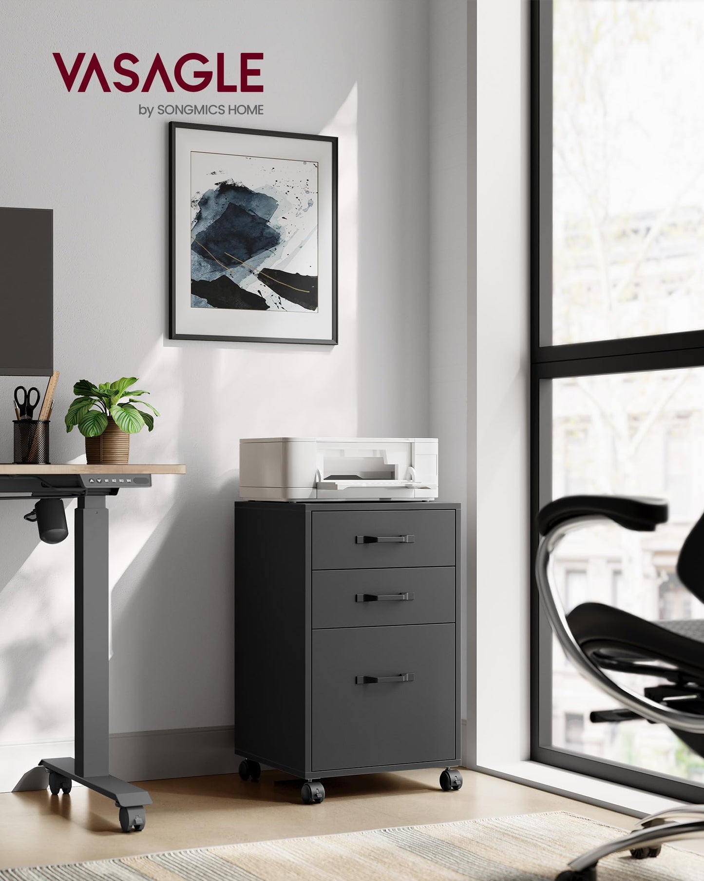VASAGLE File Cabinet, 3 Drawers Filing Cabinet for Home Office