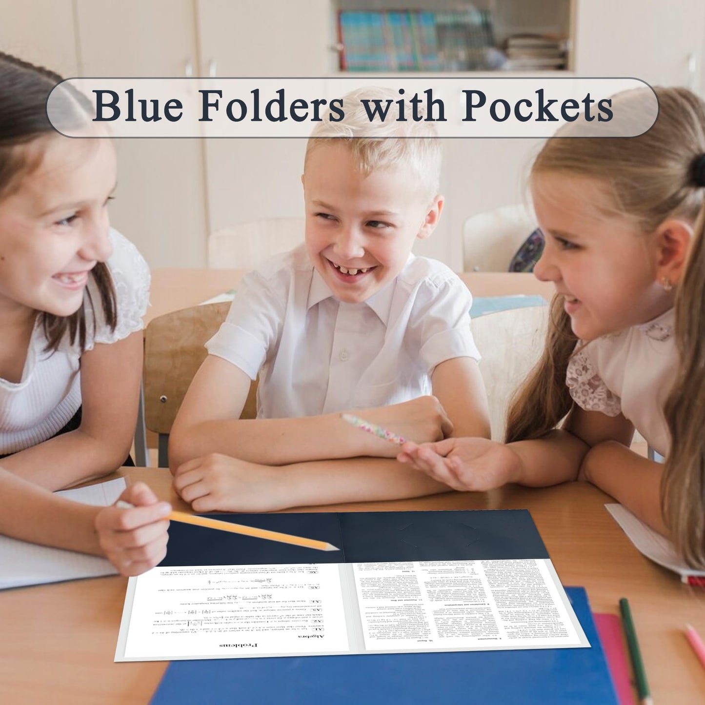 Zzrywuty 50 Packs Two Pocket File Folders with Business Card Slot