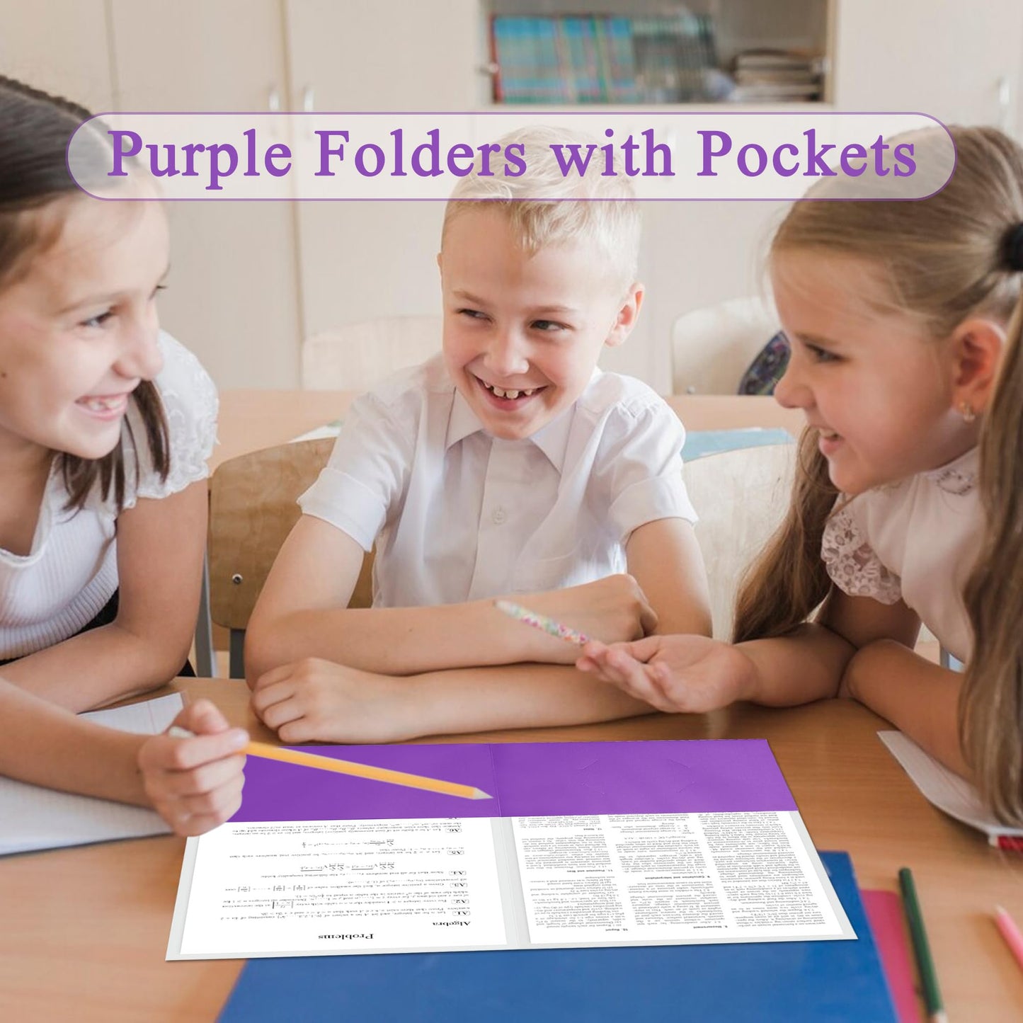 Zzrywuty 50 Packs Two Pocket File Folders with Business Card Slot