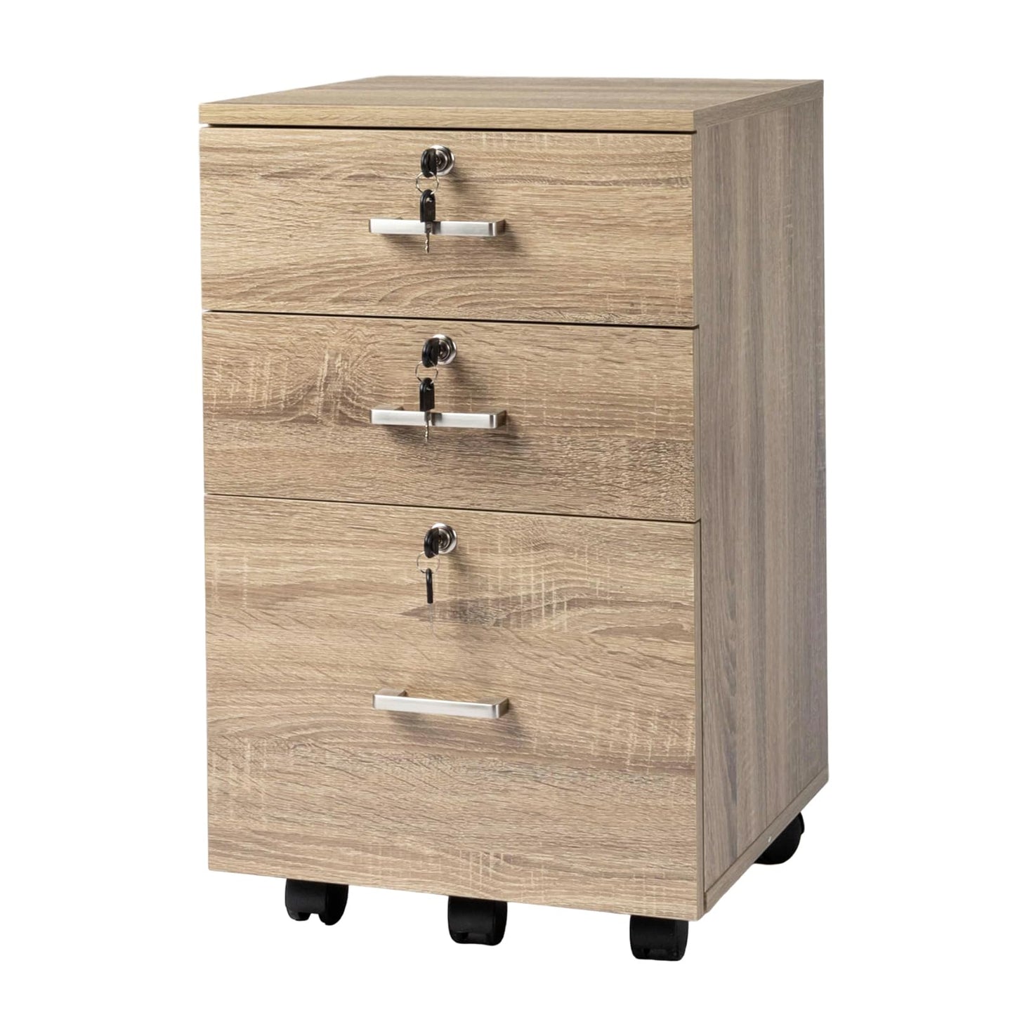 VINGLI 2 Drawer File Cabinet with Lock, Wood Rustic Gray Filing Cabinet