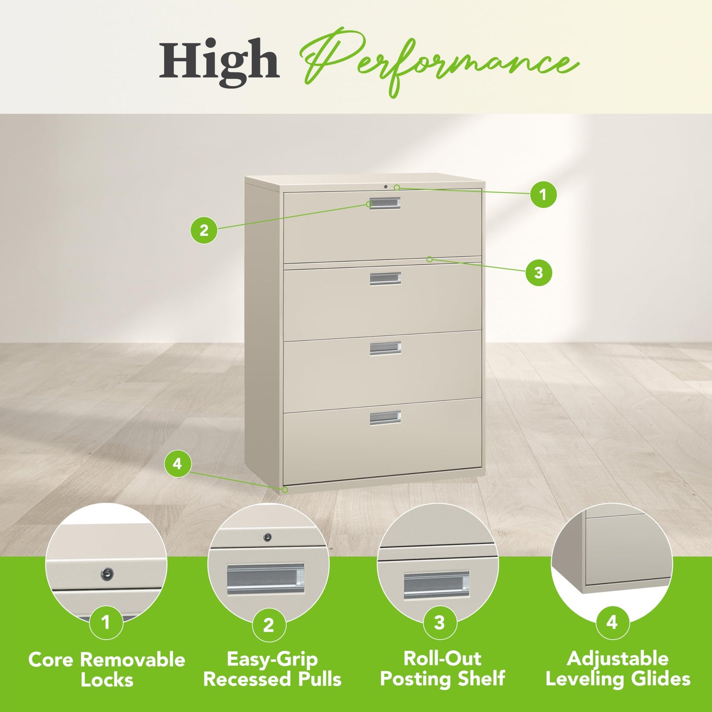 HON 2 Drawer Lateral File Cabinet with Lock, Metal Filing Cabinets