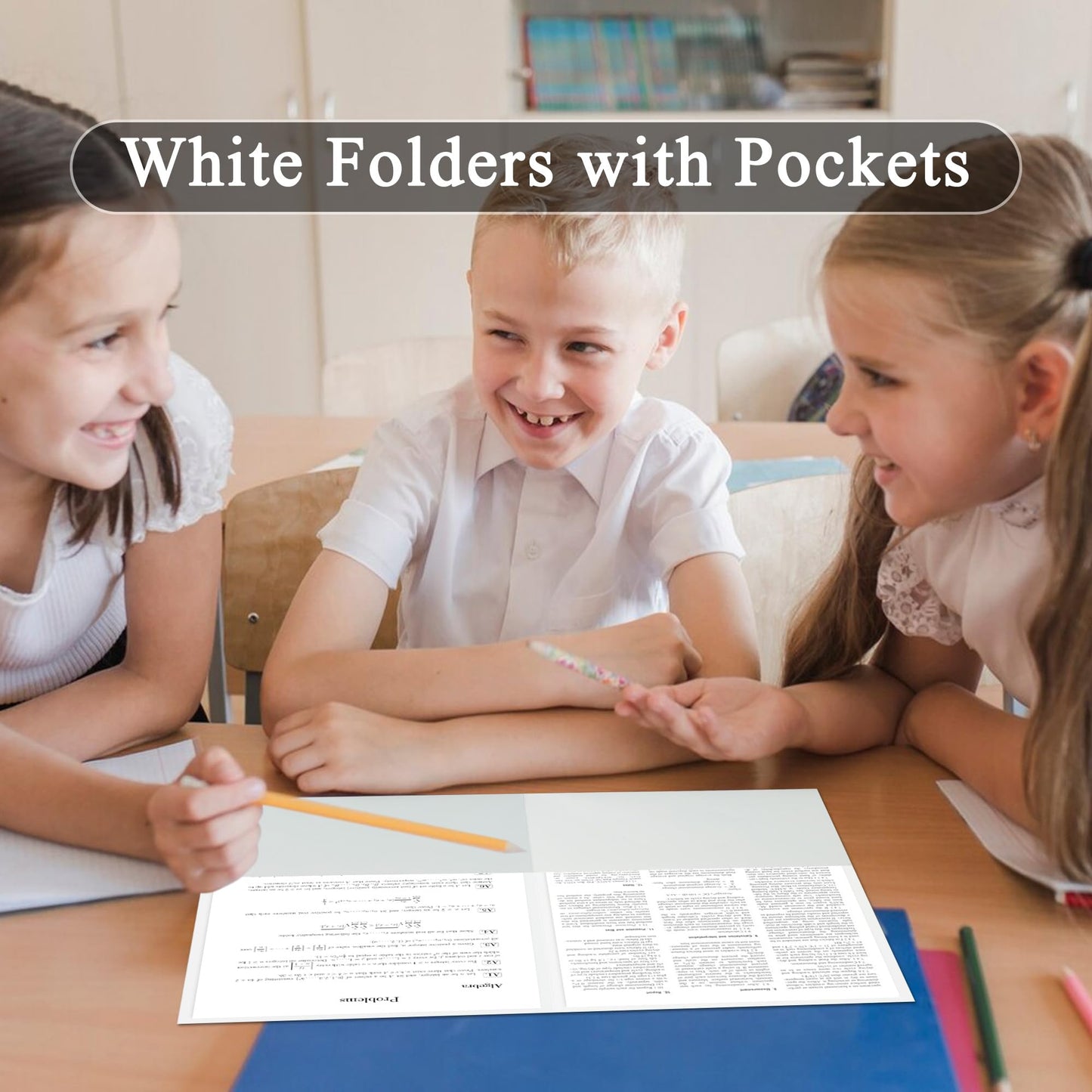 Zzrywuty 50 Packs Two Pocket File Folders with Business Card Slot