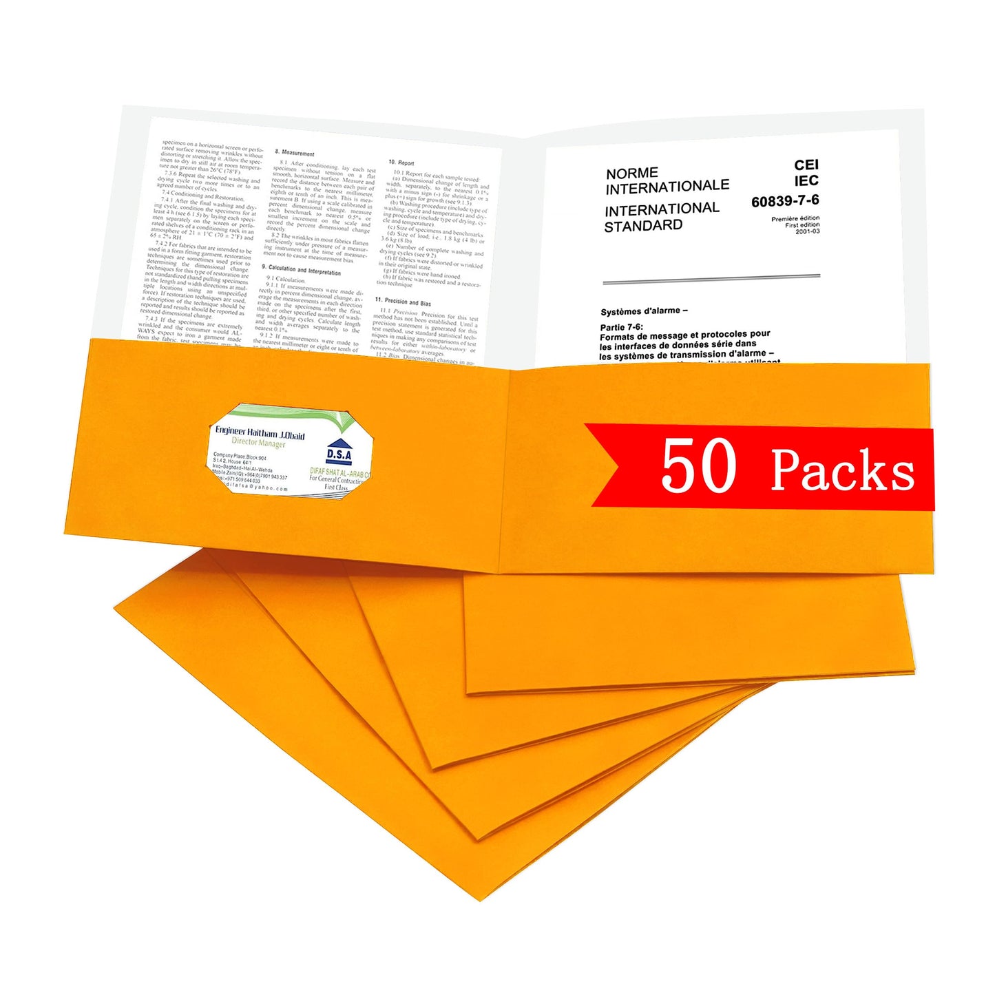 Zzrywuty 50 Packs Two Pocket File Folders with Business Card Slot