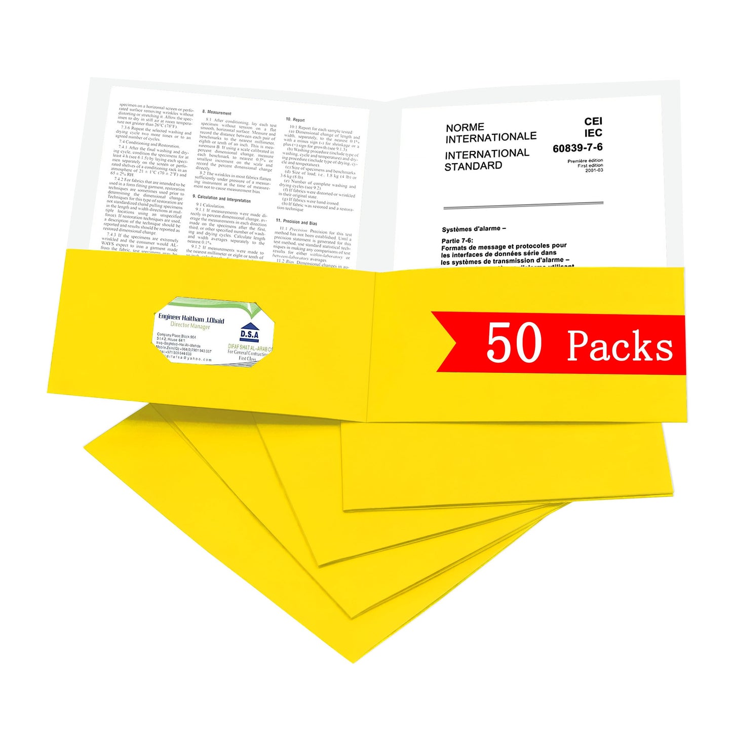 Zzrywuty 50 Packs Two Pocket File Folders with Business Card Slot