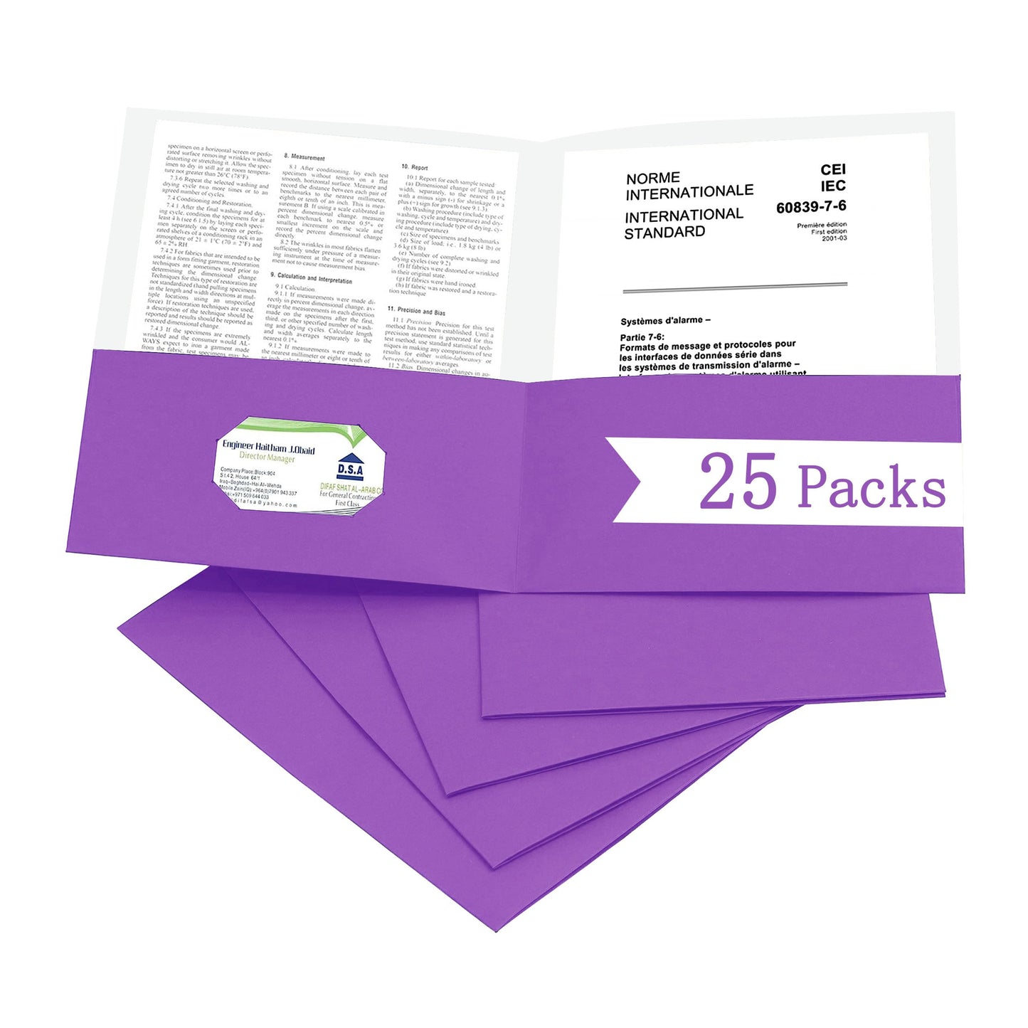 Zzrywuty 50 Packs Two Pocket File Folders with Business Card Slot