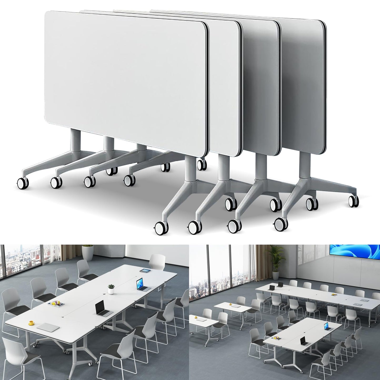 Folding Conference Table Modern Large Mobile Meeting