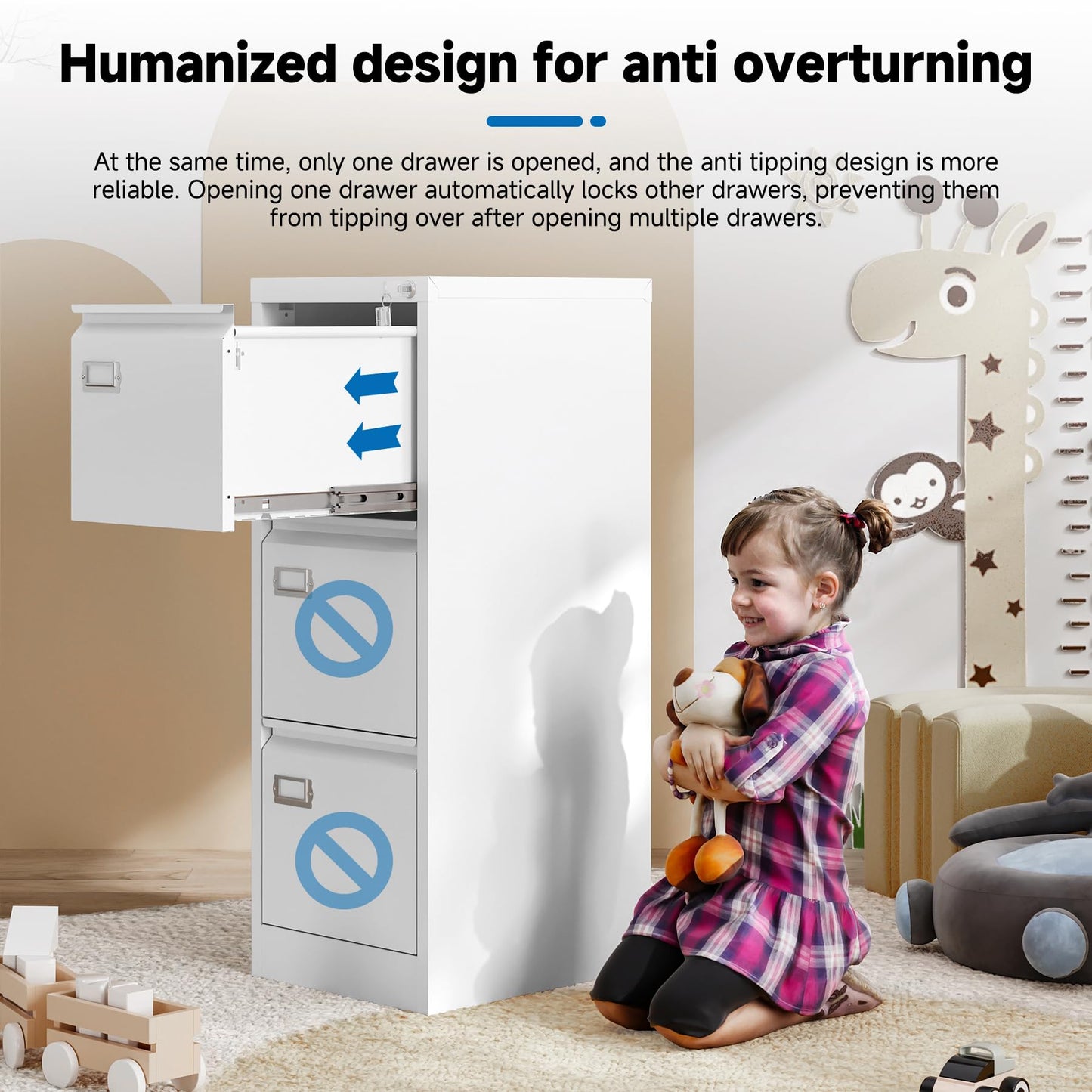 2-Drawer Vertical Locking File Cabinet, Steel, Letter Size