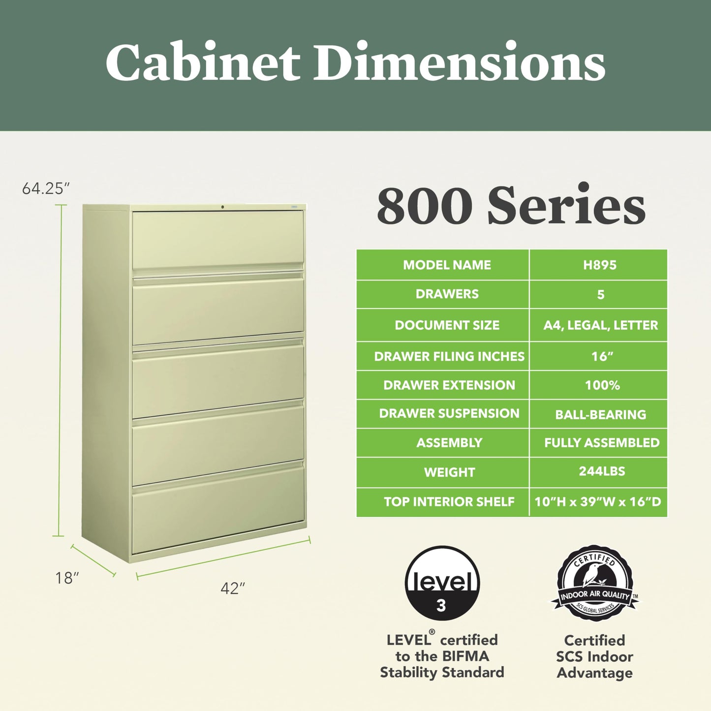 HON 2 Drawer Lateral File Cabinet with Lock, Metal Filing Cabinets