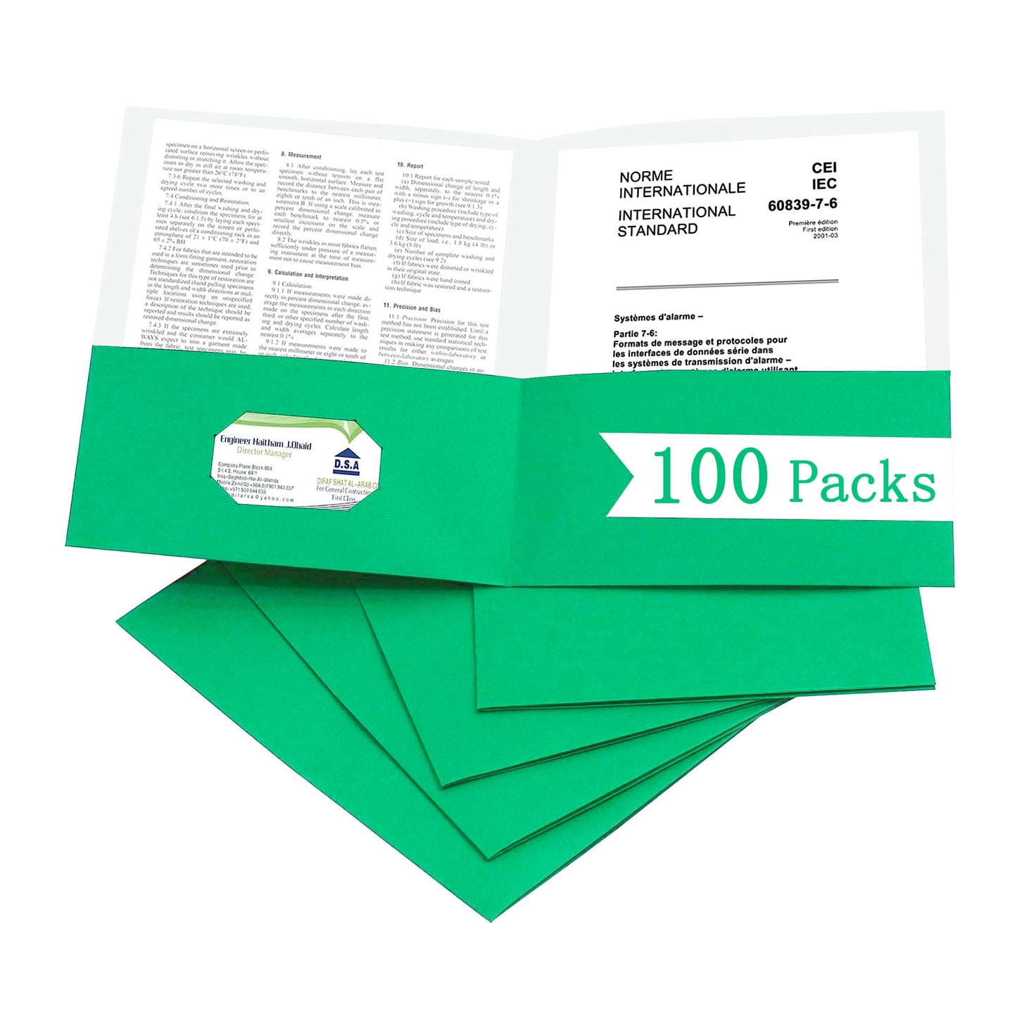 Zzrywuty 50 Packs Two Pocket File Folders with Business Card Slot