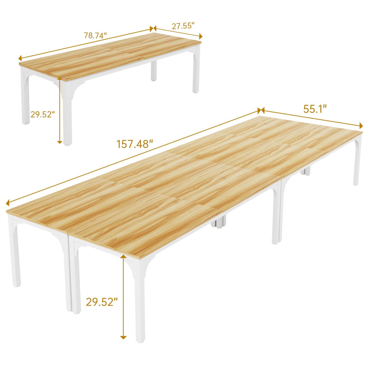 13FT Conference Table, Super Sturdy Large Rectangle Meeting Seminar Table