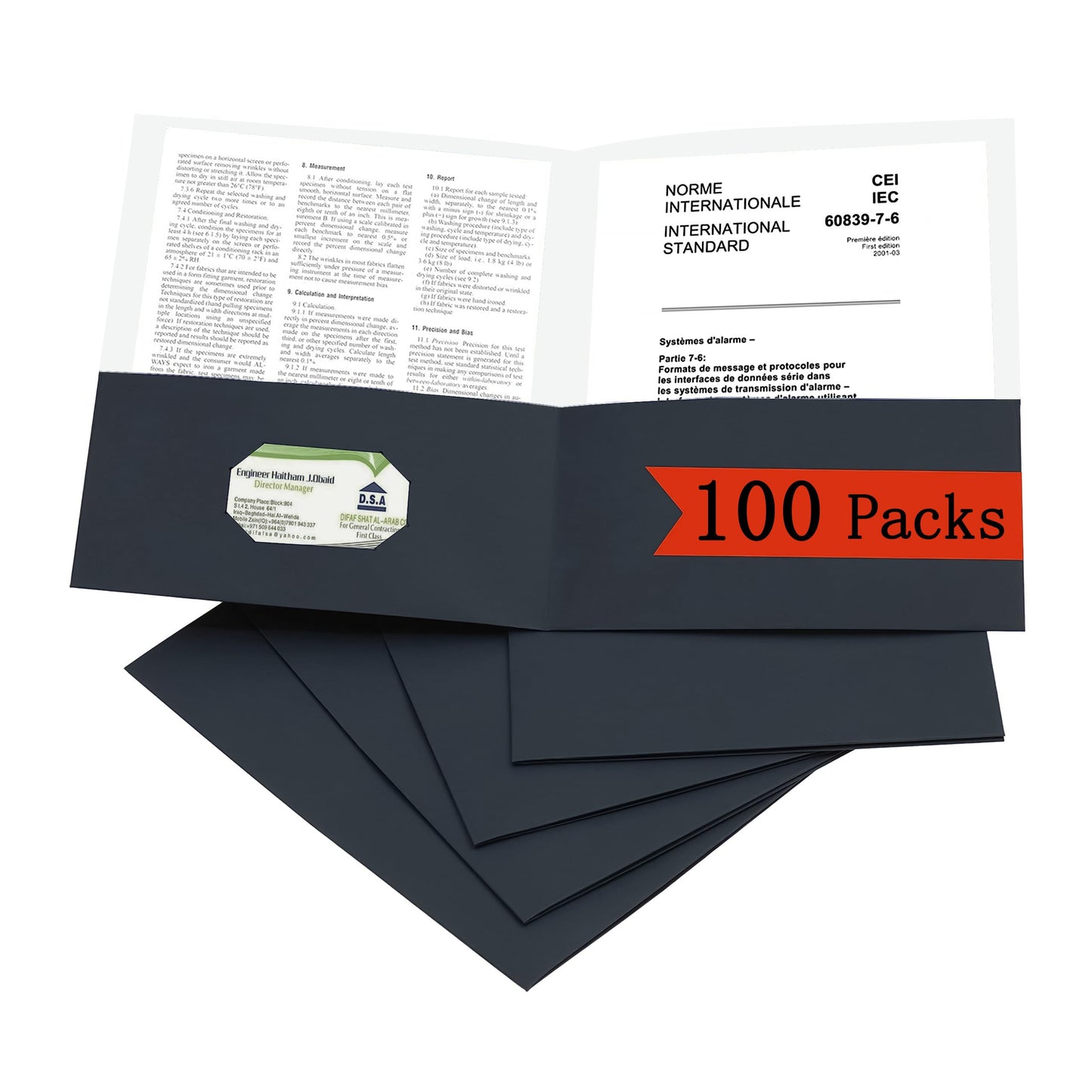 Zzrywuty 50 Packs Two Pocket File Folders with Business Card Slot