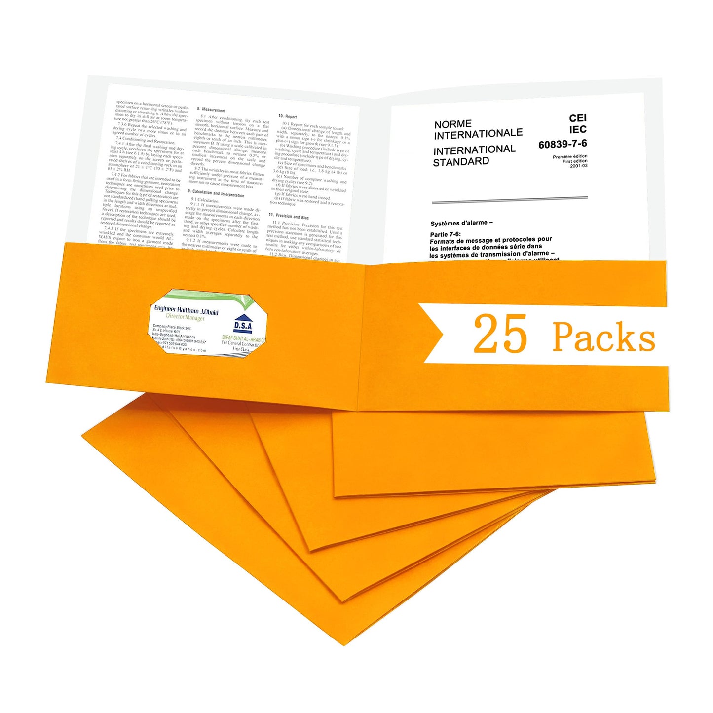 Zzrywuty 50 Packs Two Pocket File Folders with Business Card Slot