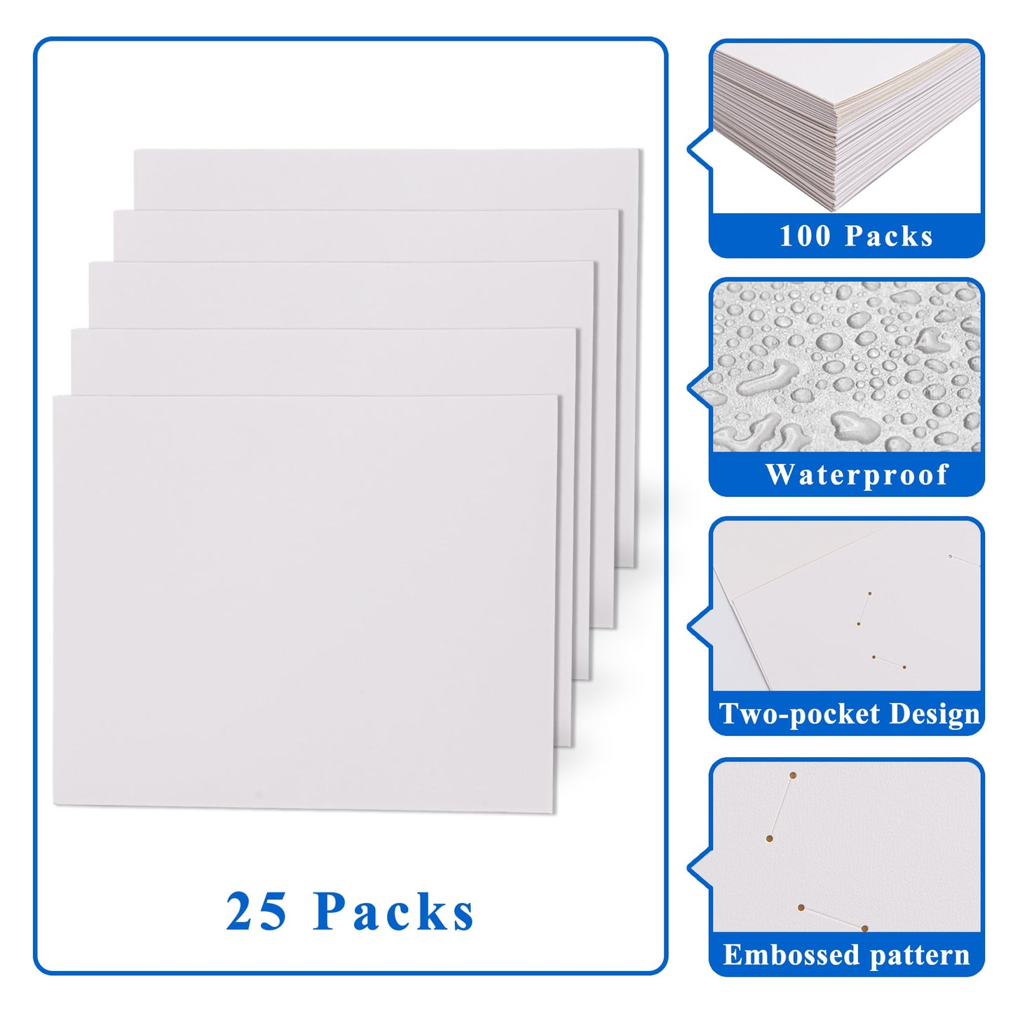 Zzrywuty 50 Packs Two Pocket File Folders with Business Card Slot