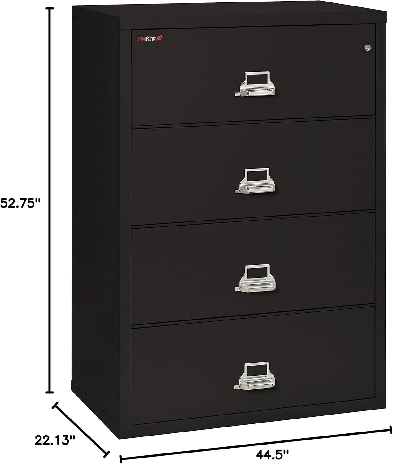 Fireking 4-Drawer Fireproof Lateral File Cabinet, Black,
