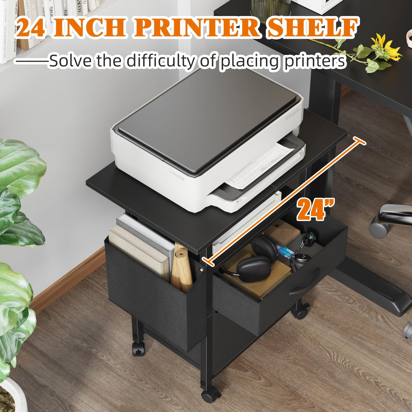 2 Drawer File Cabinet with 24'' Extended Desktop