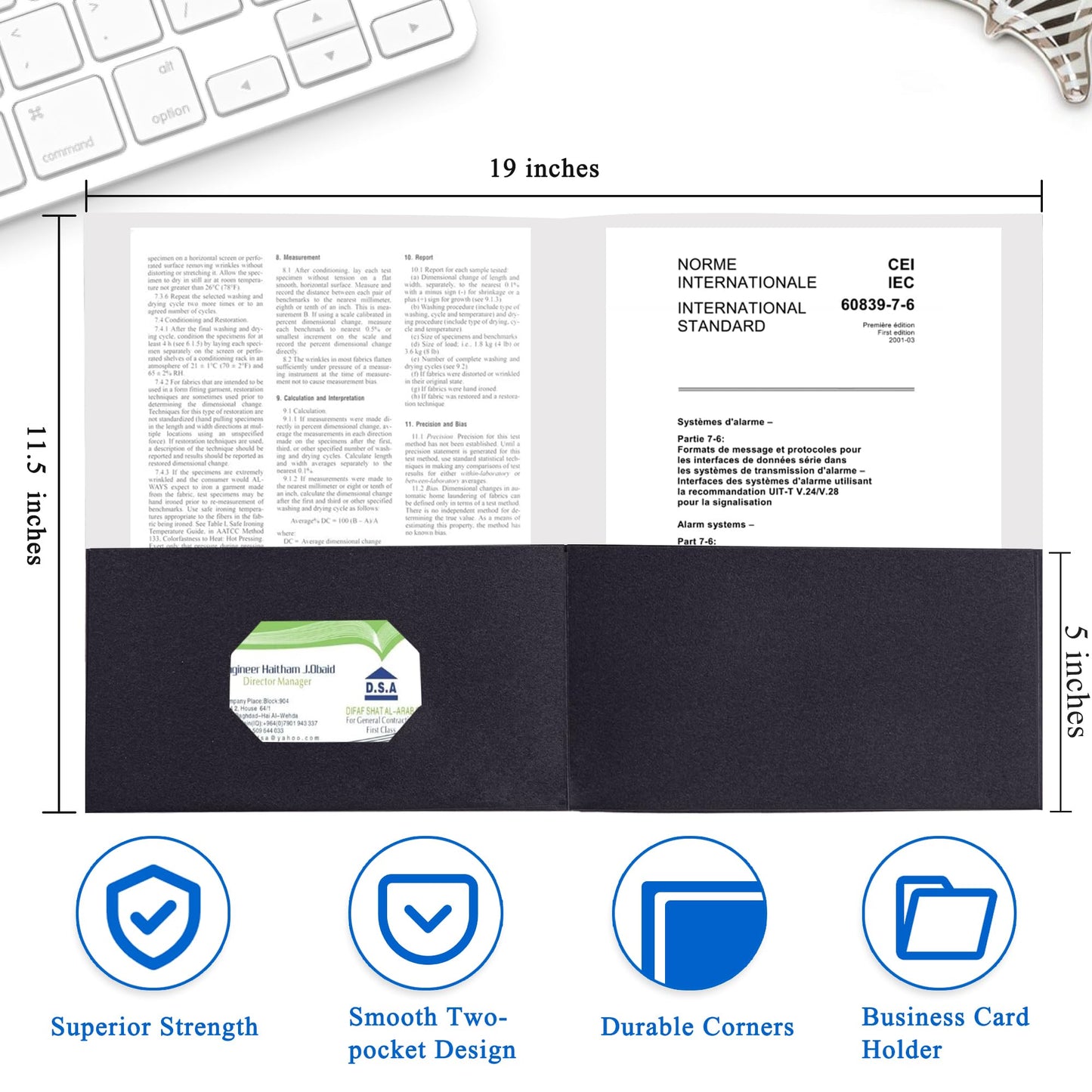 Zzrywuty 50 Packs Two Pocket File Folders with Business Card Slot