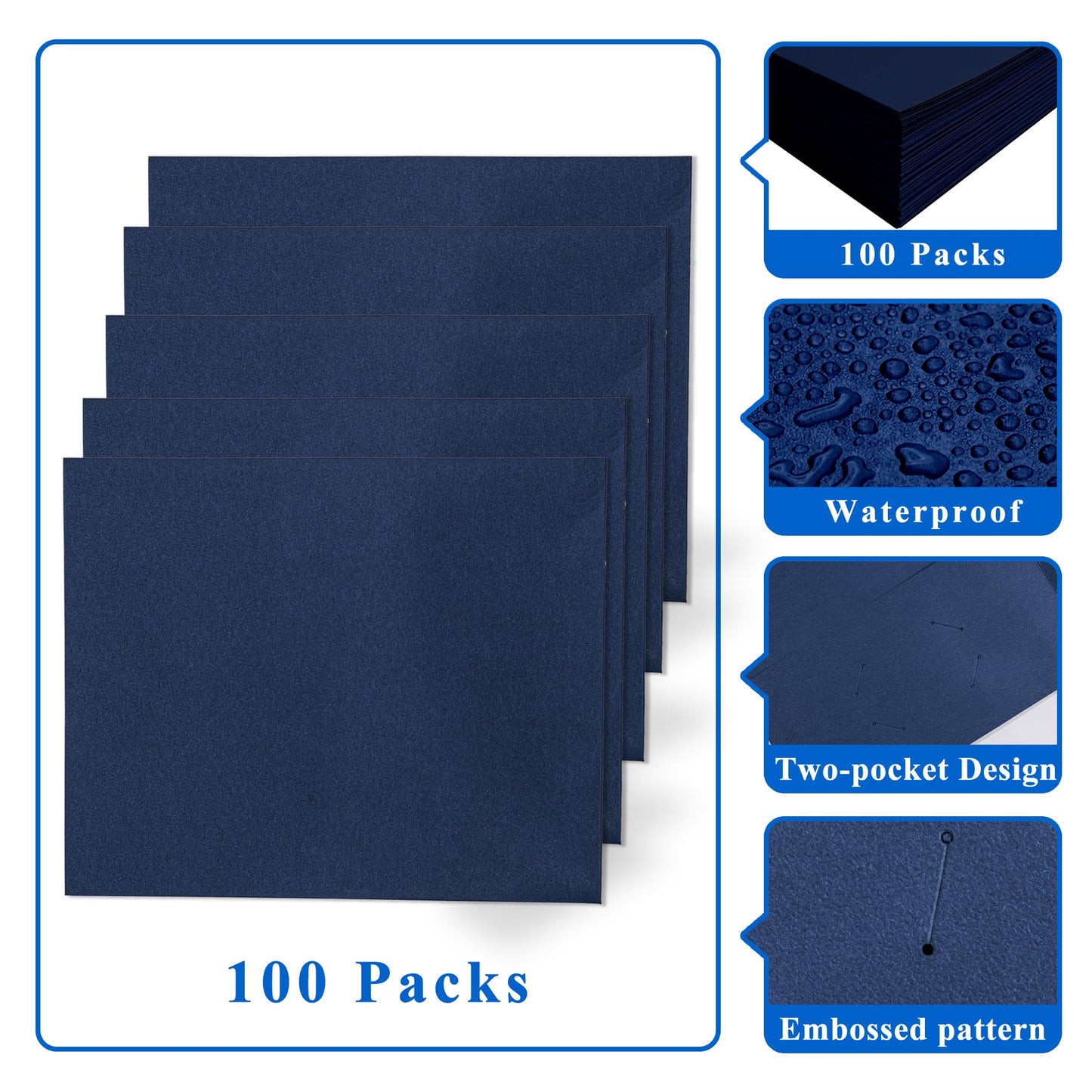 Zzrywuty 50 Packs Two Pocket File Folders with Business Card Slot