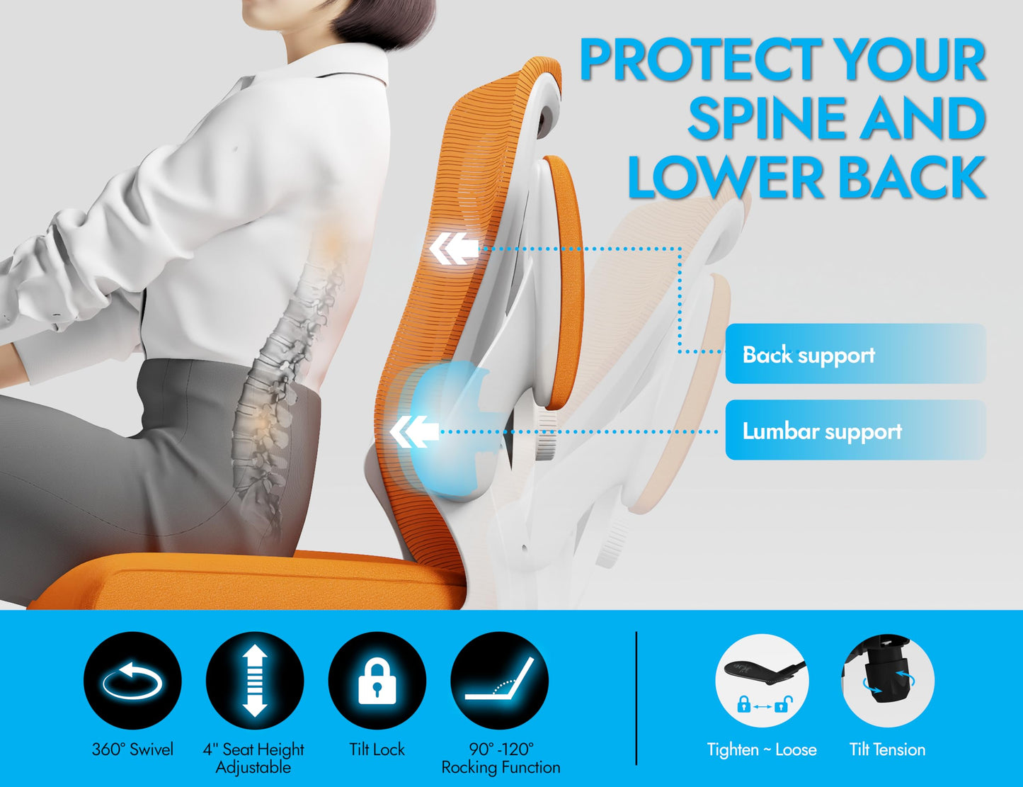 X-Shaped Ergonomic Office Chair